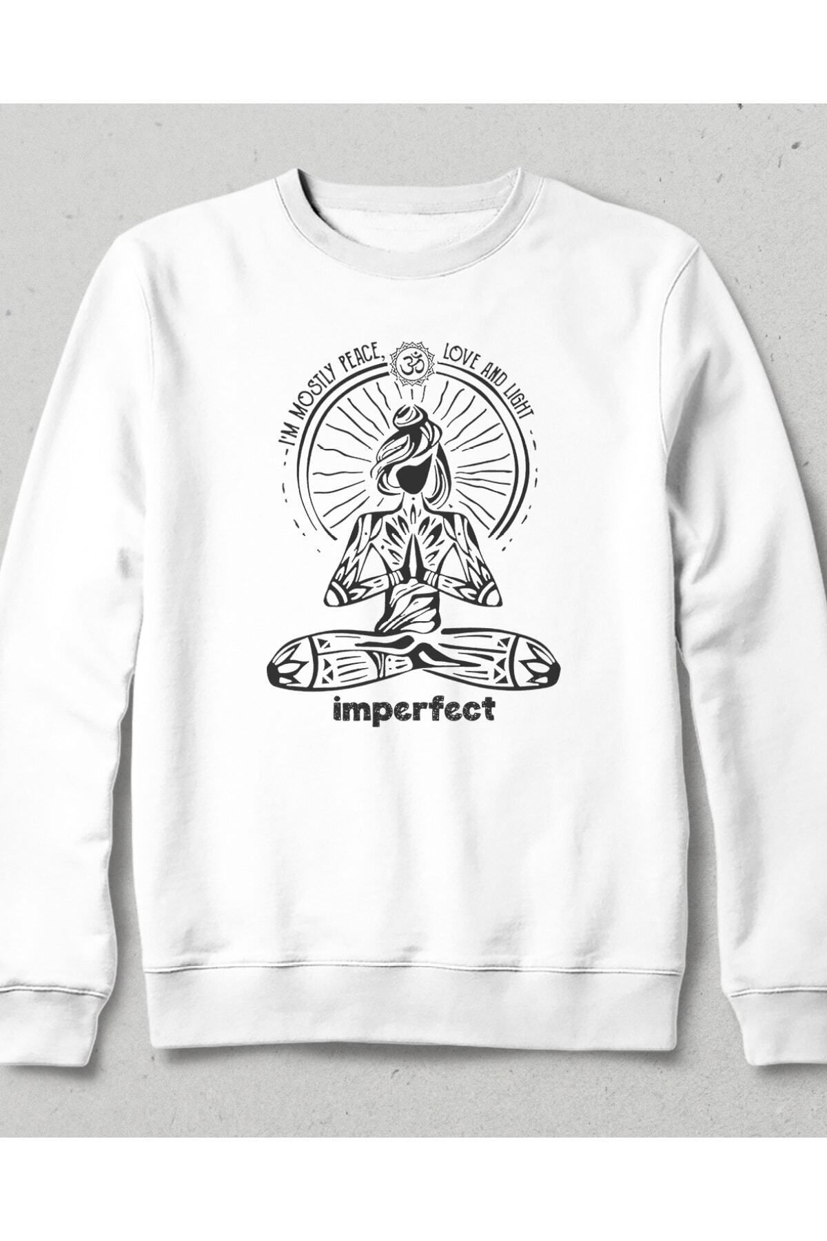 Pisa Art Unisex Beyaz Kapşonsuz Sweatshirt