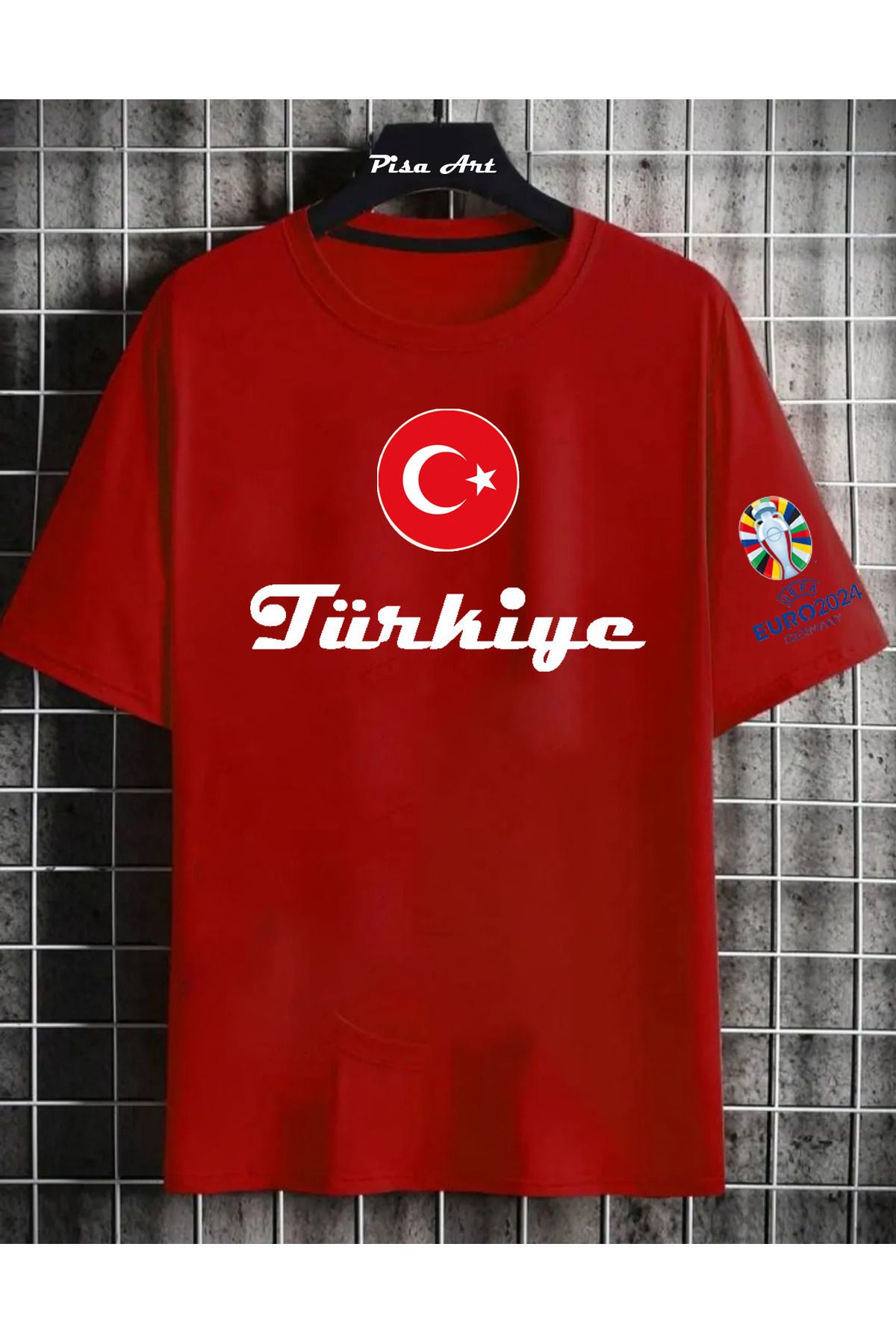 Pisa Art EURO 2024 TÜRKİYE MİLLİ TAKIMI KOL DETAYLI ÖZEL TASARIM TARAFTAR T-SHİRT
