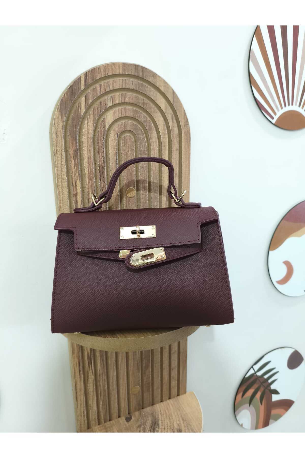 OMUZ VE KOL ÇANTASI BORDO ŞIK VE KLASİK KALIN ZİNCİRLİ EN : 20 CM BOY : 14 CM