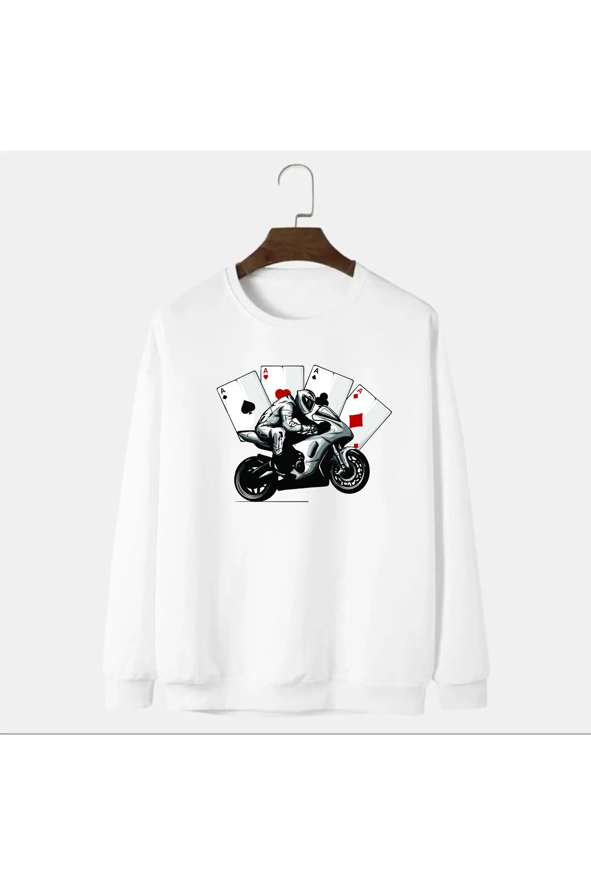 Pisa Art İSKAMBİL-MOTOR BEYAZ UNISEX SWEATSHIRT PREMIUM ÖZE TASARIM ÇATLMA,SOLMA YAPMAZ