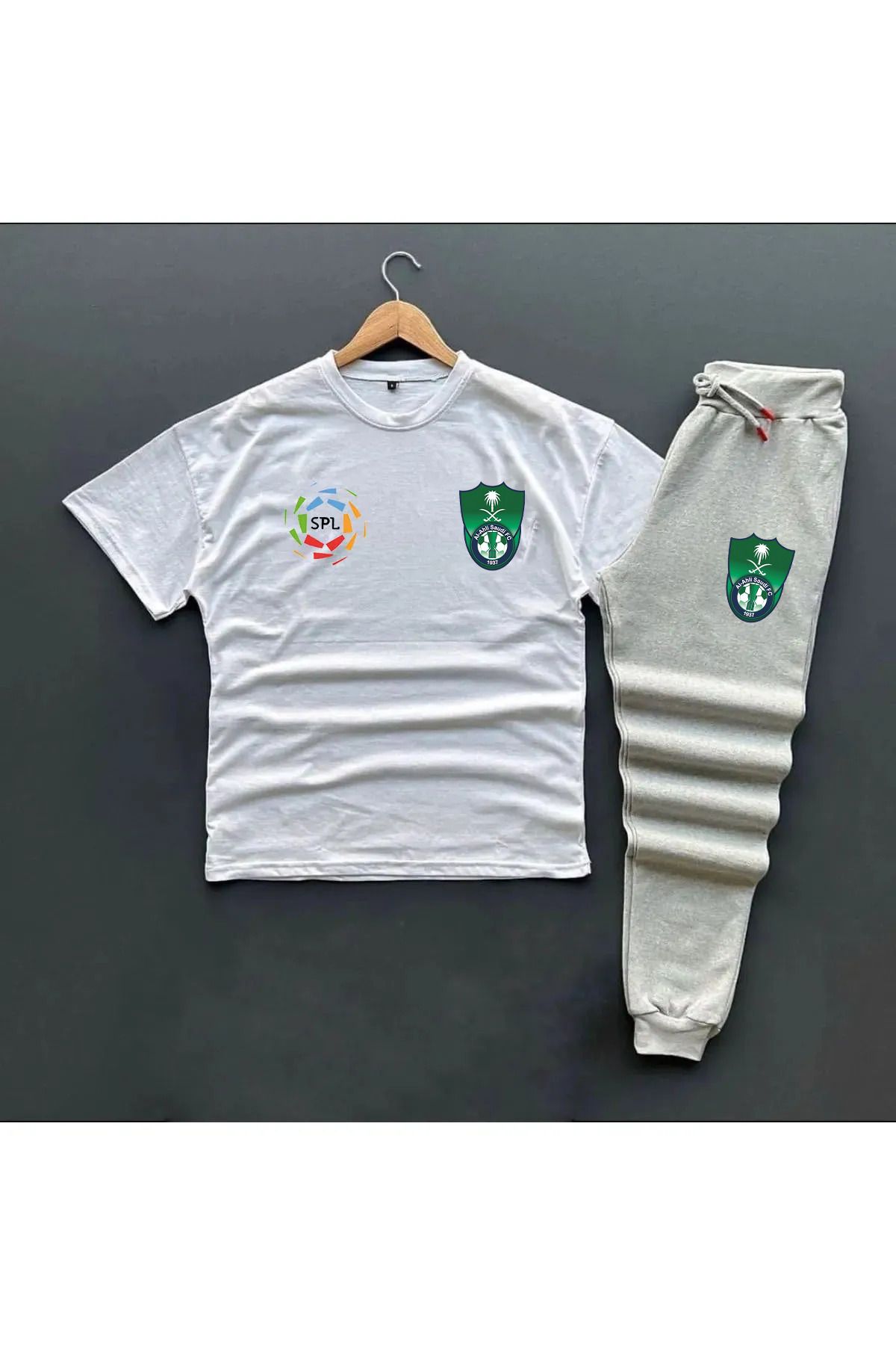 Pisa Art KOPYA - Al-ahli Suudi Pro Ligi Özel Tasarım Yuvarlak Yaka Sweatshirt ve Tshirt -eşofman Altı Kombini