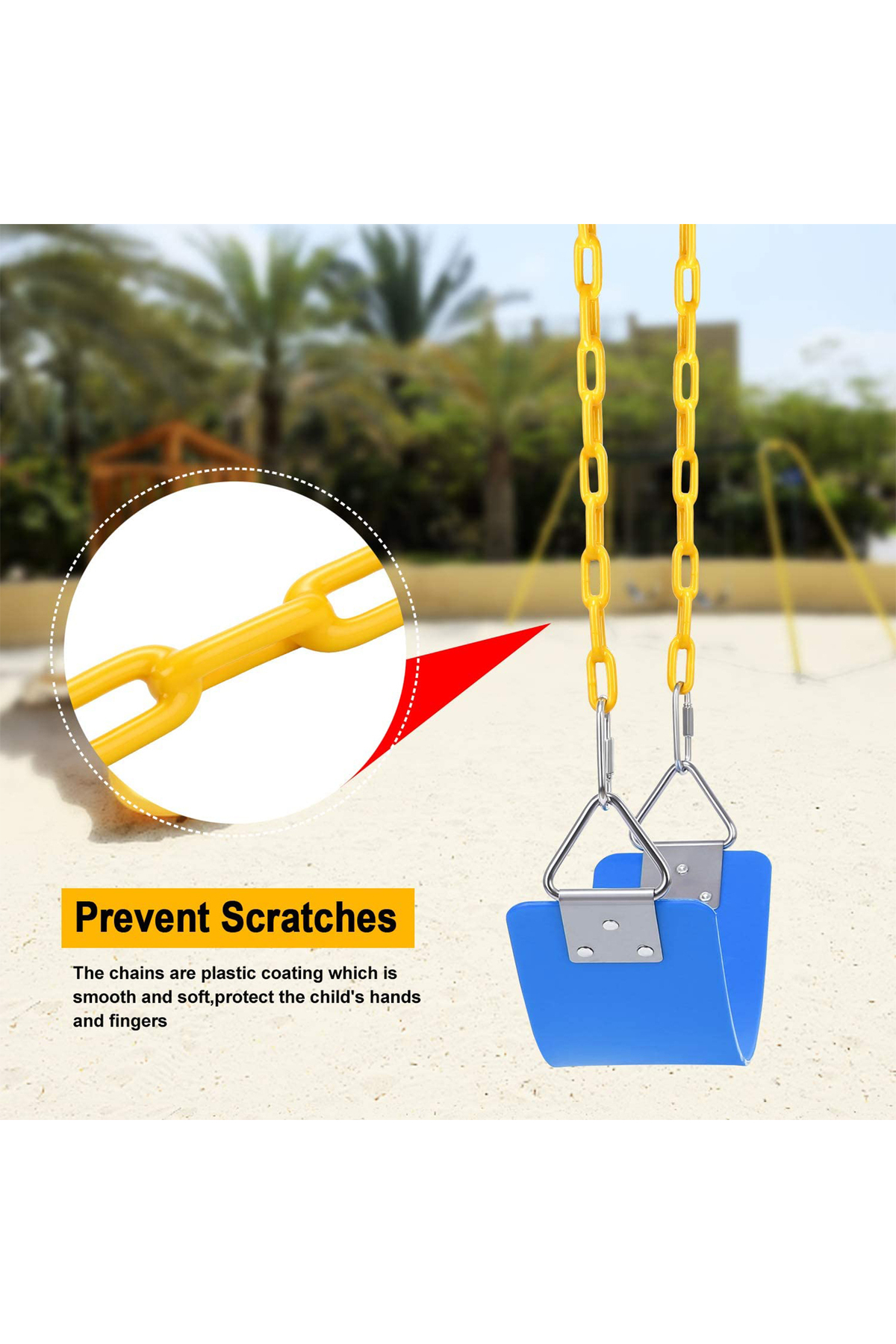 أرجوحة حائط حديدية مع مقعد أرجوحة وسلاسل للأنشطة الخارجية