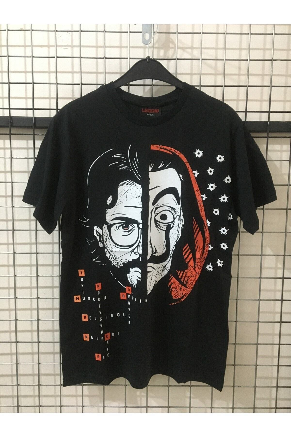 Pisa Art Unisex Siyah La Casa De Papel Baskılı T-shirt