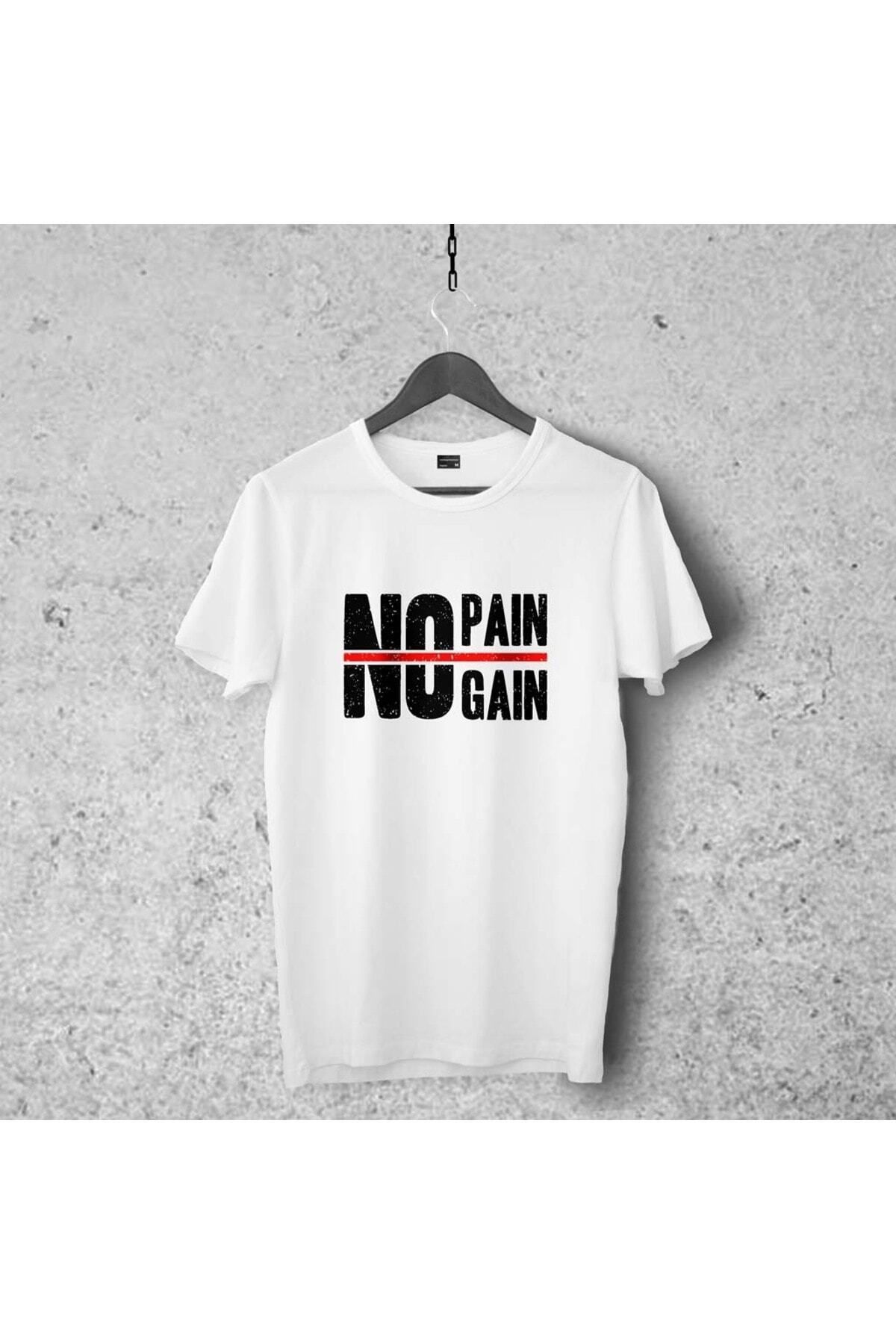 Pisa Art No Pain No Gain Tasarımlı Tshirt 001, Unisex Premium Kalite Çatlama Solma Yapmayan Baskılı Tshirt