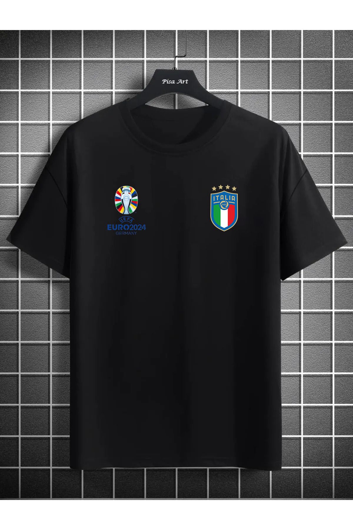Pisa Art EURO 2024 İtalya Özel Koleksiyon Unisex Özel Tasarım Taraftar T-Shirt