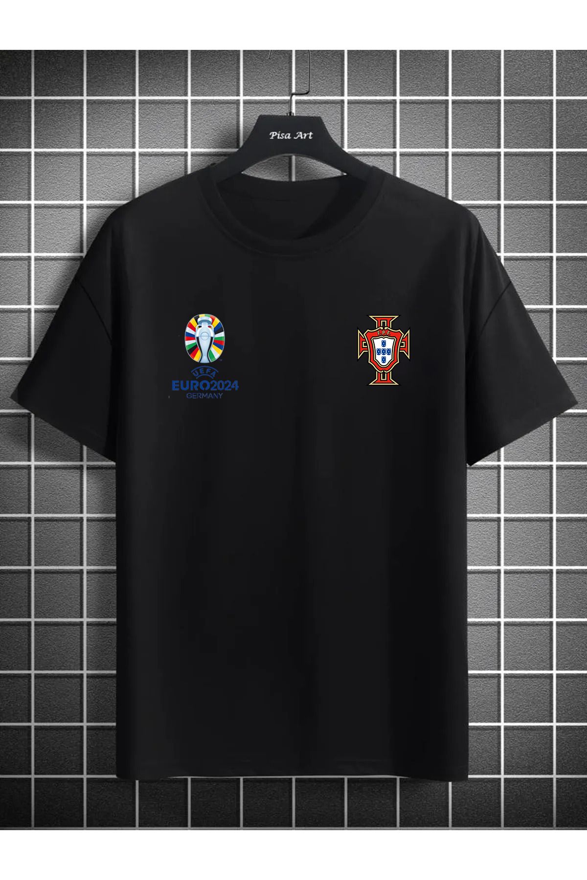 Pisa Art EURO 2024 Portekiz Özel Koleksiyon Unisex Özel Tasarım Taraftar T-Shirt