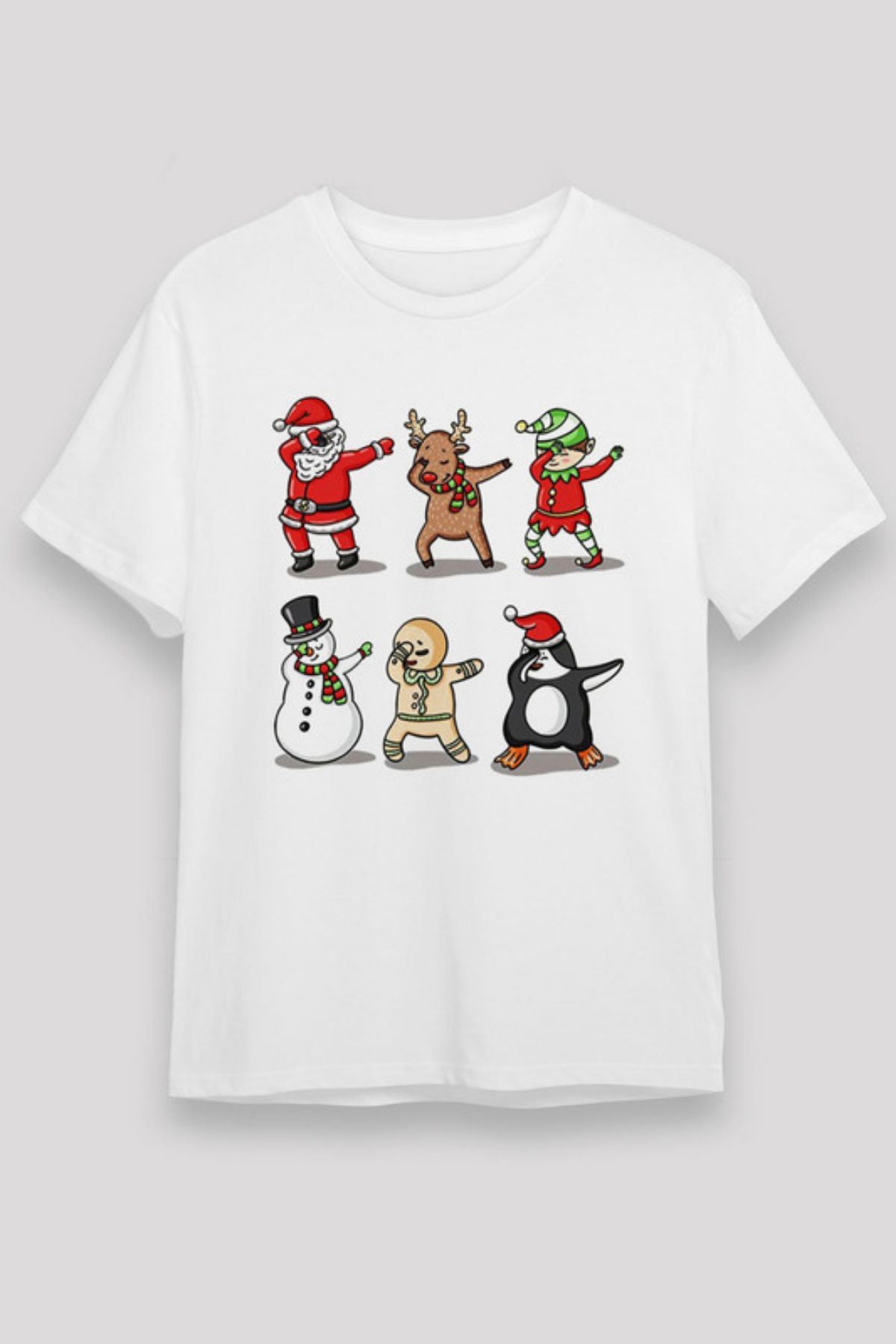 Pisa Art YILBAŞI DANS FİGÜRLÜ KARAKTERLER ÖZEL TASARIMLI BEYAZ UNİSEX T-SHIRT