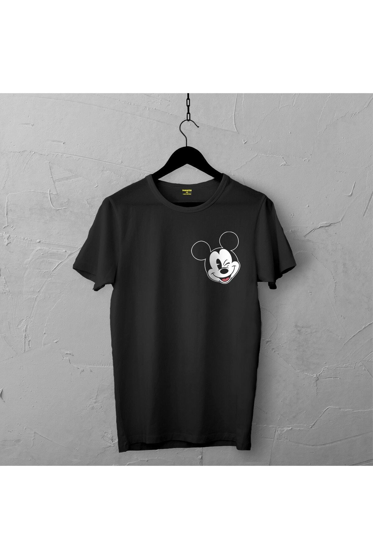 Pisa Art Mickey Mouse Tasarımlı Tshirt 226, Unisex Premium,çatlama Solma Yapmaz Çizgili Kahramanlar