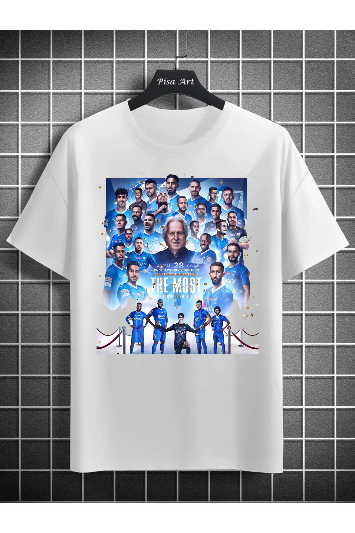 Pisa Art Al-Hilal Dünya Rekoru Efsane Takıma Özel Tasarım Yetişkin ve Çocuk T-shirt