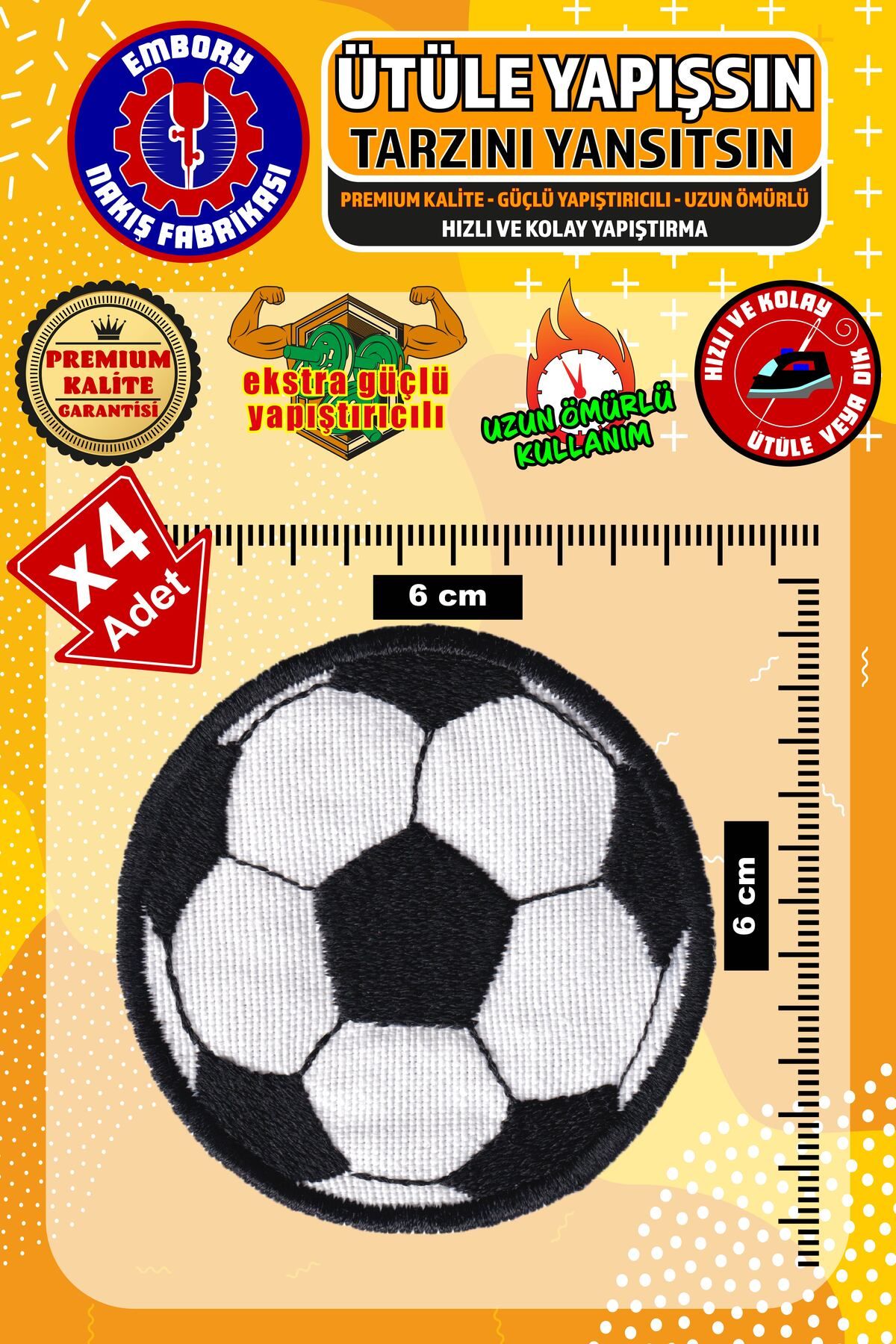 Embory-Patch de armă adeziv și minge de fotbal (4 bucăți) aplicate într-o singură tijă Patch de broderie 1