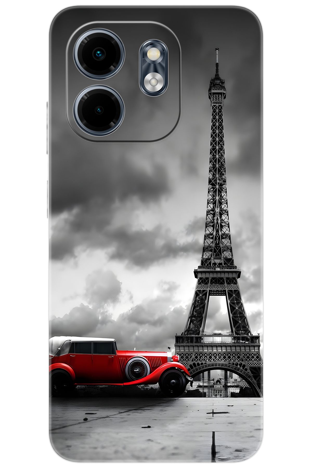 Ceppare iNfinix Smart 9 (X6532) Uyumlu Kılıf Desenli Silikon Eyfel Kulesi Kırmızı Araba STK:709 CP-2mBolRs