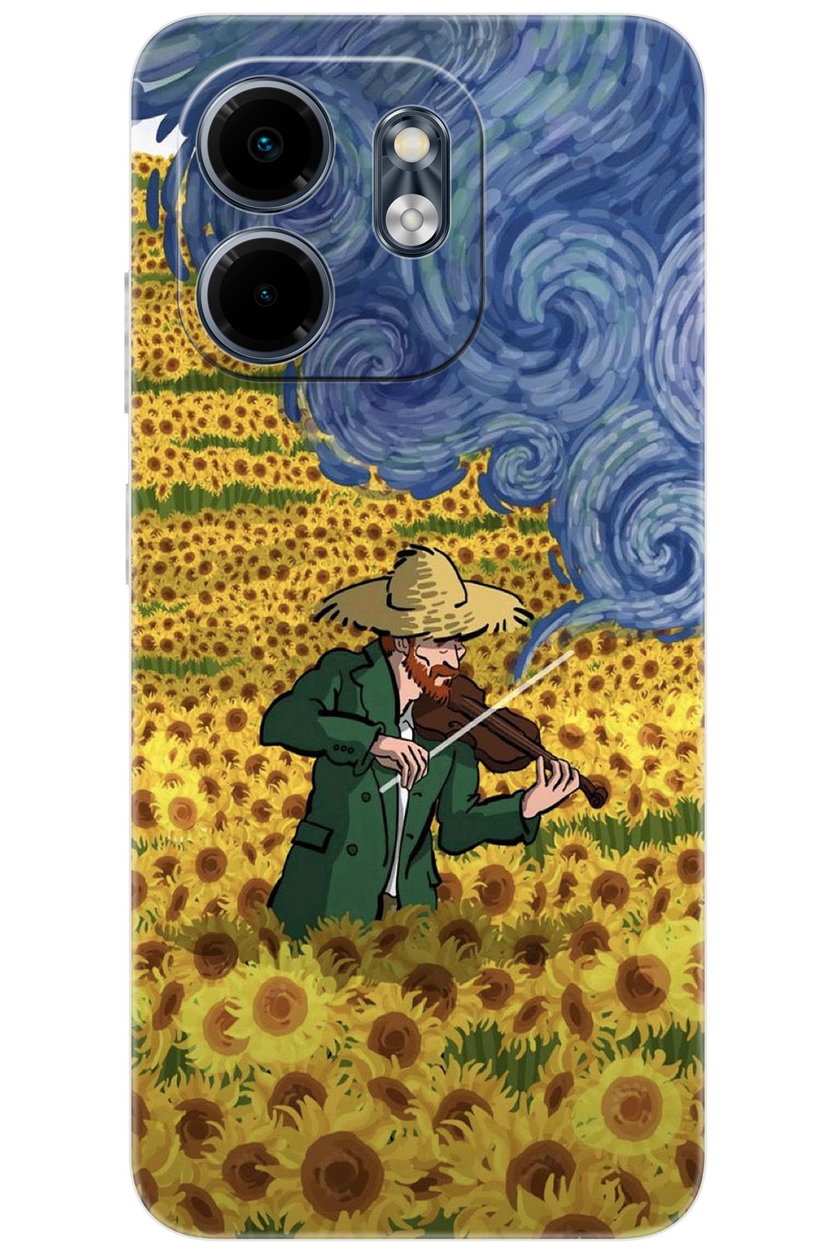 Ceppare iNfinix Smart 9 (X6532) Uyumlu Kılıf Desenli Silikon Sunflower Ayçiçeği Tarlası STK:756 CP-nrmHzWx