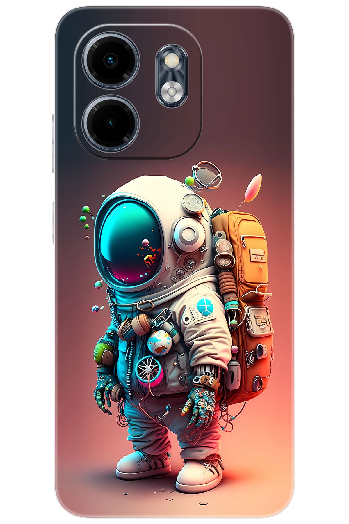 Ceppare iNfinix Smart 9 (X6532) Uyumlu Kılıf Desen Baskılı Silikon Astronot STK:682 CP-QLQqNBB