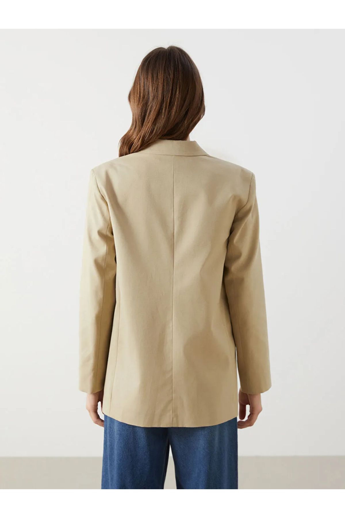 LC Waikiki-Jachetă blazer pentru femei LCW Modest în amestec de in bej - T T 3