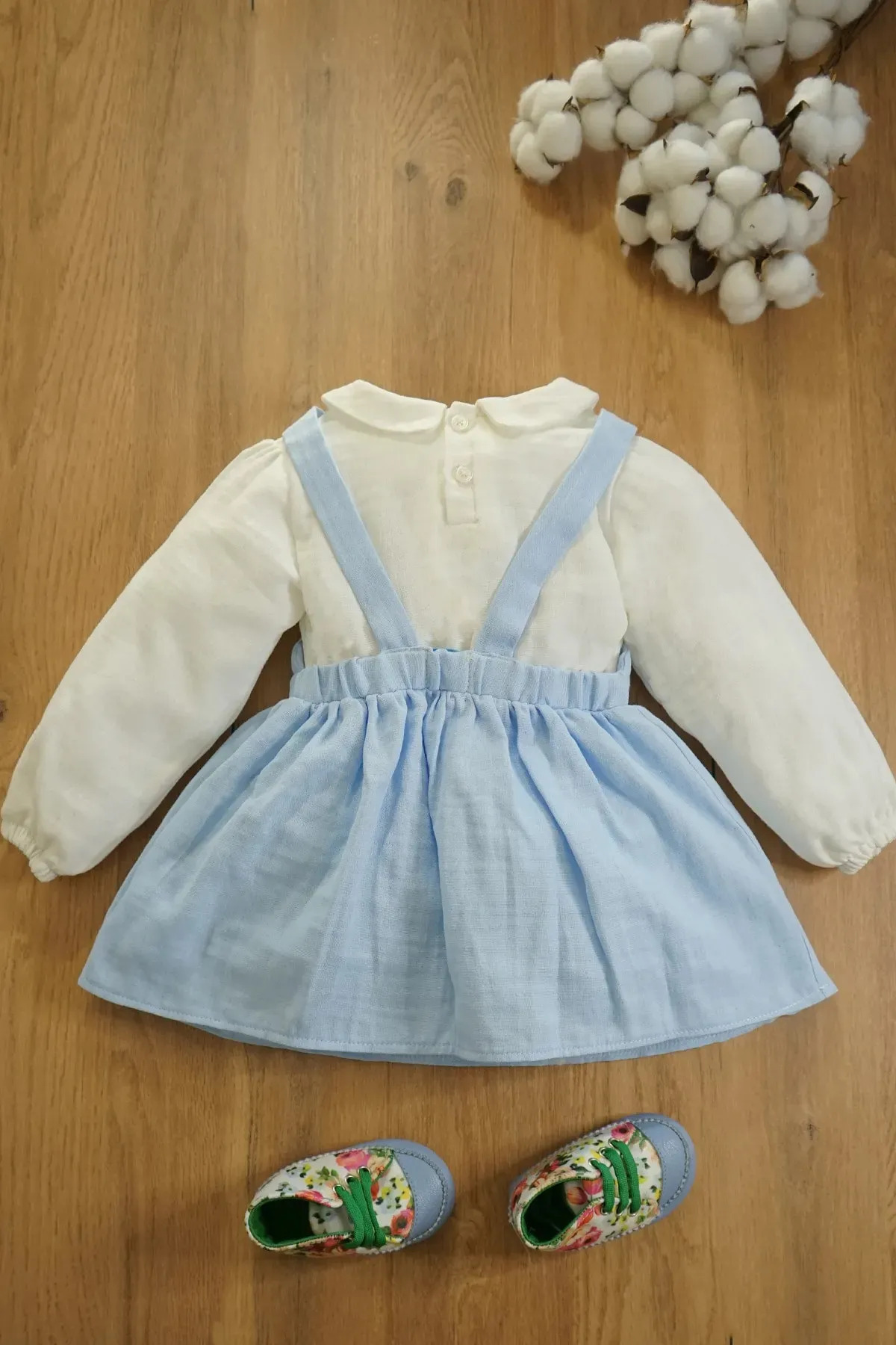 gumbuloy Bebek Çocuk Müslin Salopetli Oyuncaklı Bebe Yaka Elbise fotoğrafı 2 (önizleme)