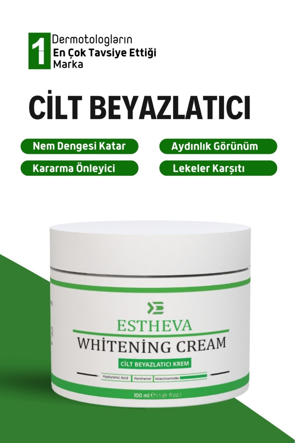 Estheva Karartmalara Karşı Cilt Beyazlatıcı Aydınlatıcı Leke Karşıtı Bakım Kremi 100 ml