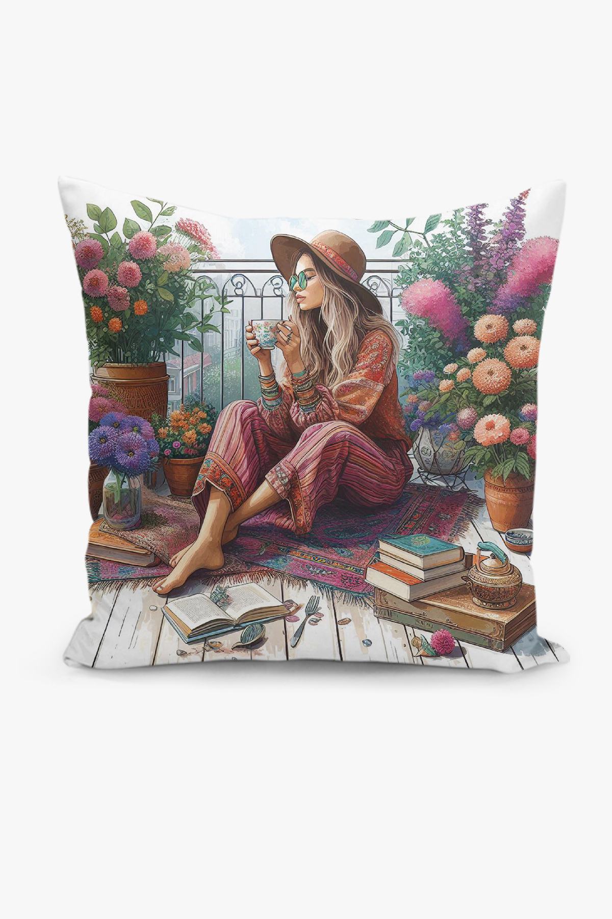 Filamente-Bohemian Pattern Double Sided Digital Printing Throw Pillow Cover (Bohemian Cushion Cover) 3