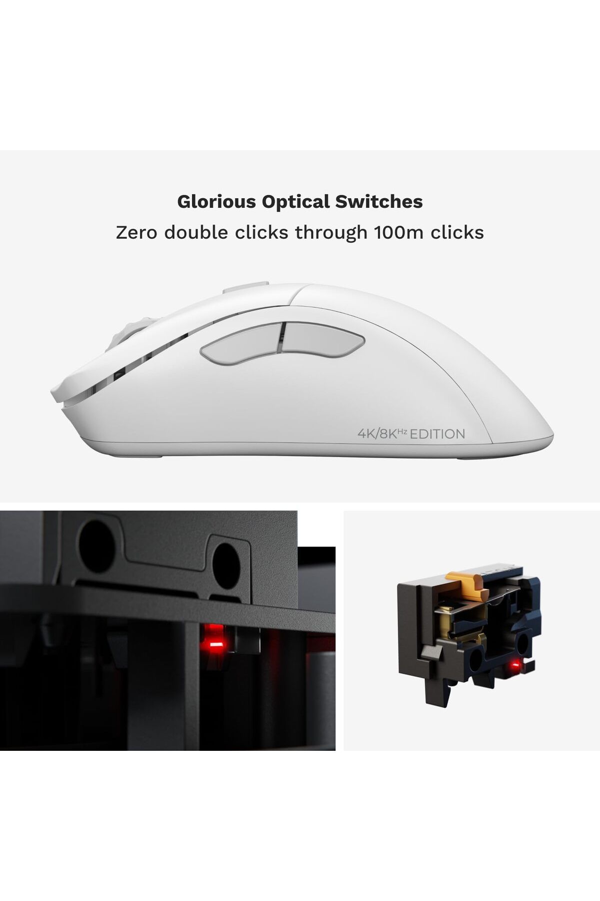 Glorious-ماوس لاسلكي طراز D 2 PRO 4K/8K، وزن 62 جرام، دقة 26 ألف نقطة في البوصة، أبيض 5