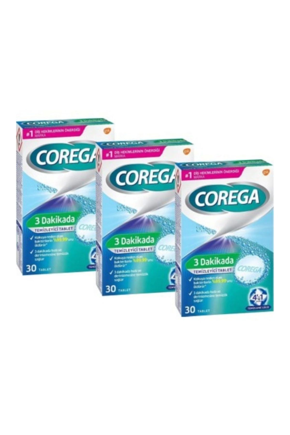 Corega 3 Dakikada Diş Protezi Temizleyici 30 Tablet X 3 adet