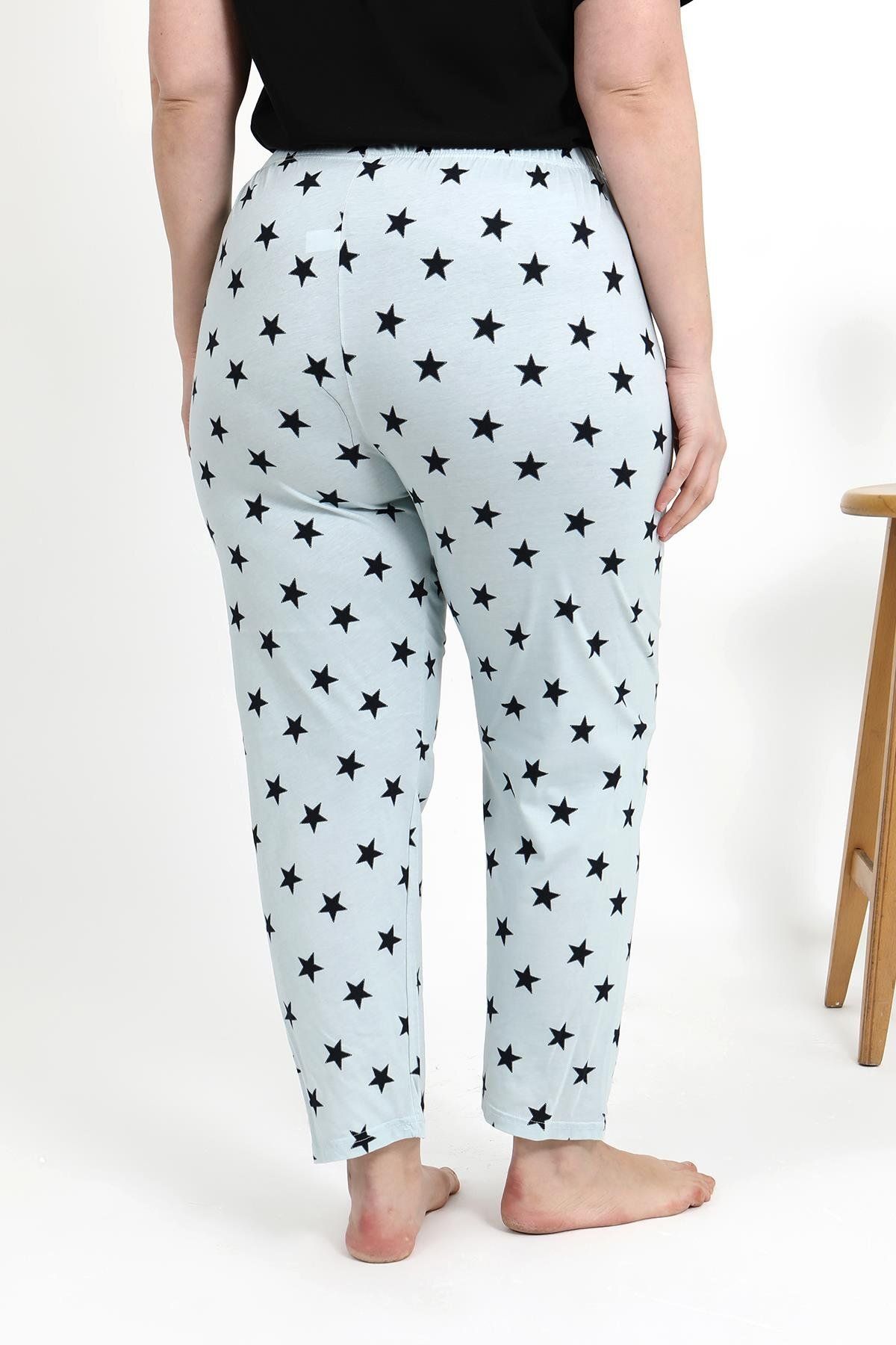 Akbeniz-Strong Women's Bottom Pajamas Plus Size, Cotton Ice Blue 27557 6