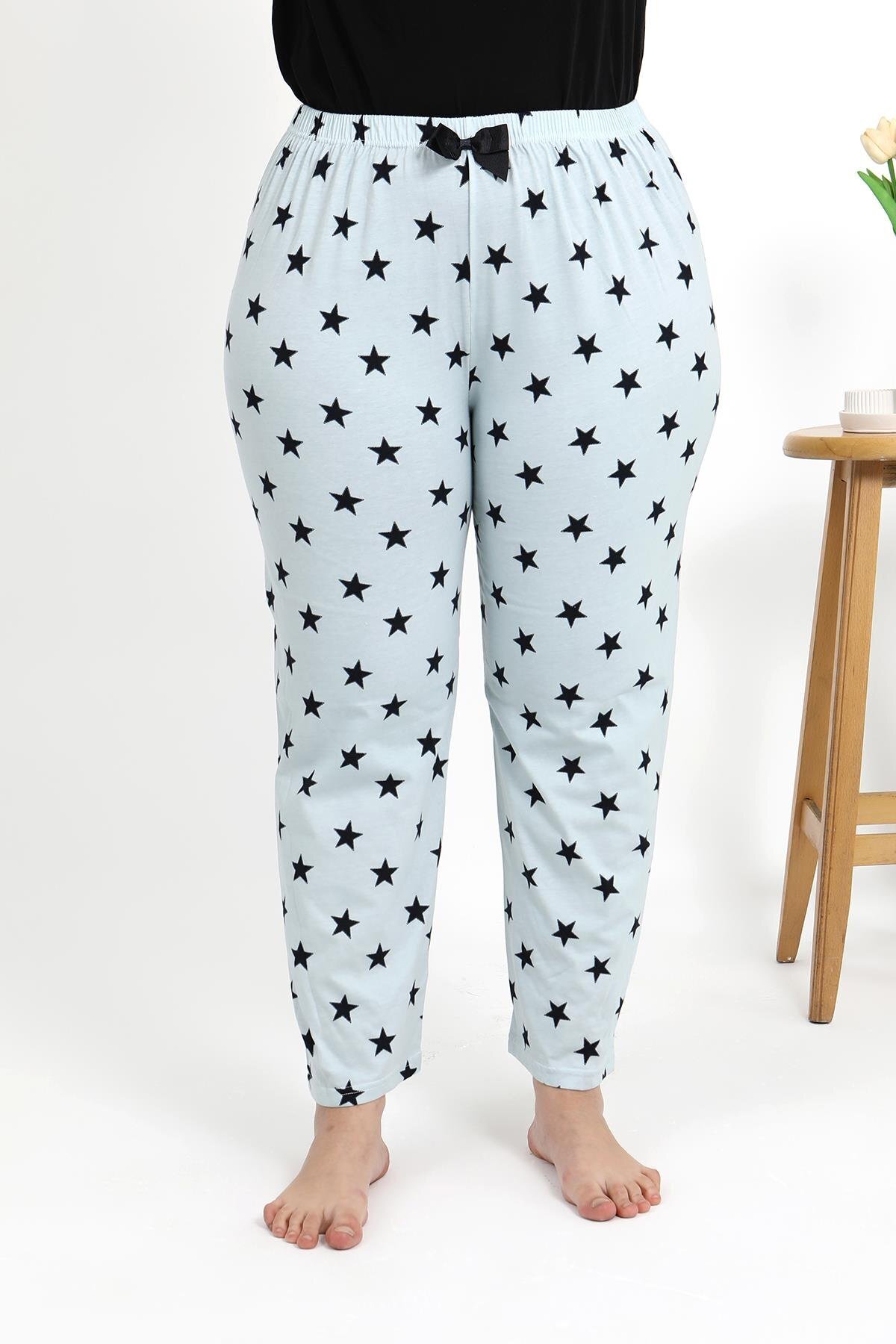 Akbeniz-Strong Women's Bottom Pajamas Plus Size, Cotton Ice Blue 27557 4