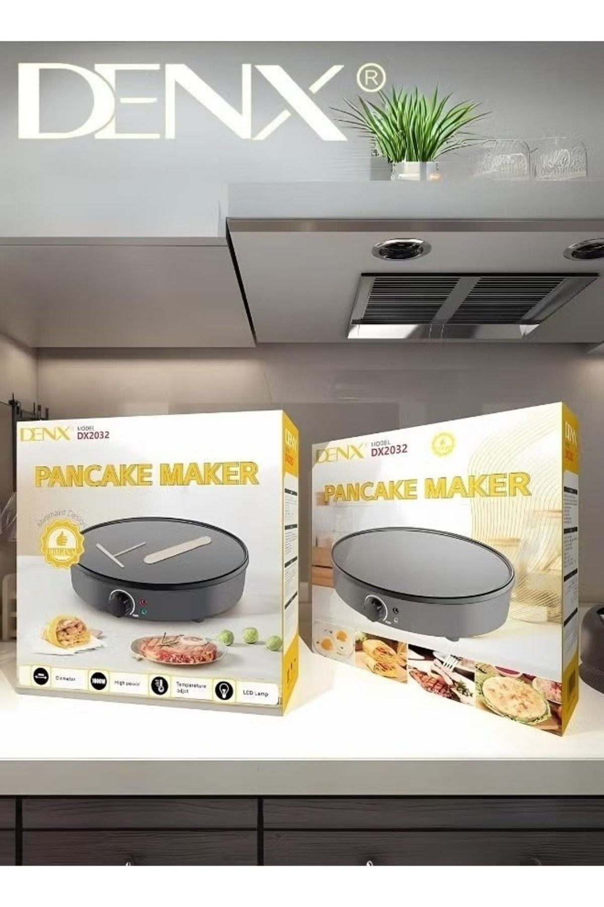 Denx-Pancake, Crepe and Waffle Maker, 1000W ,Heat Resistant,  with Non-Slip Surface DX2032 5