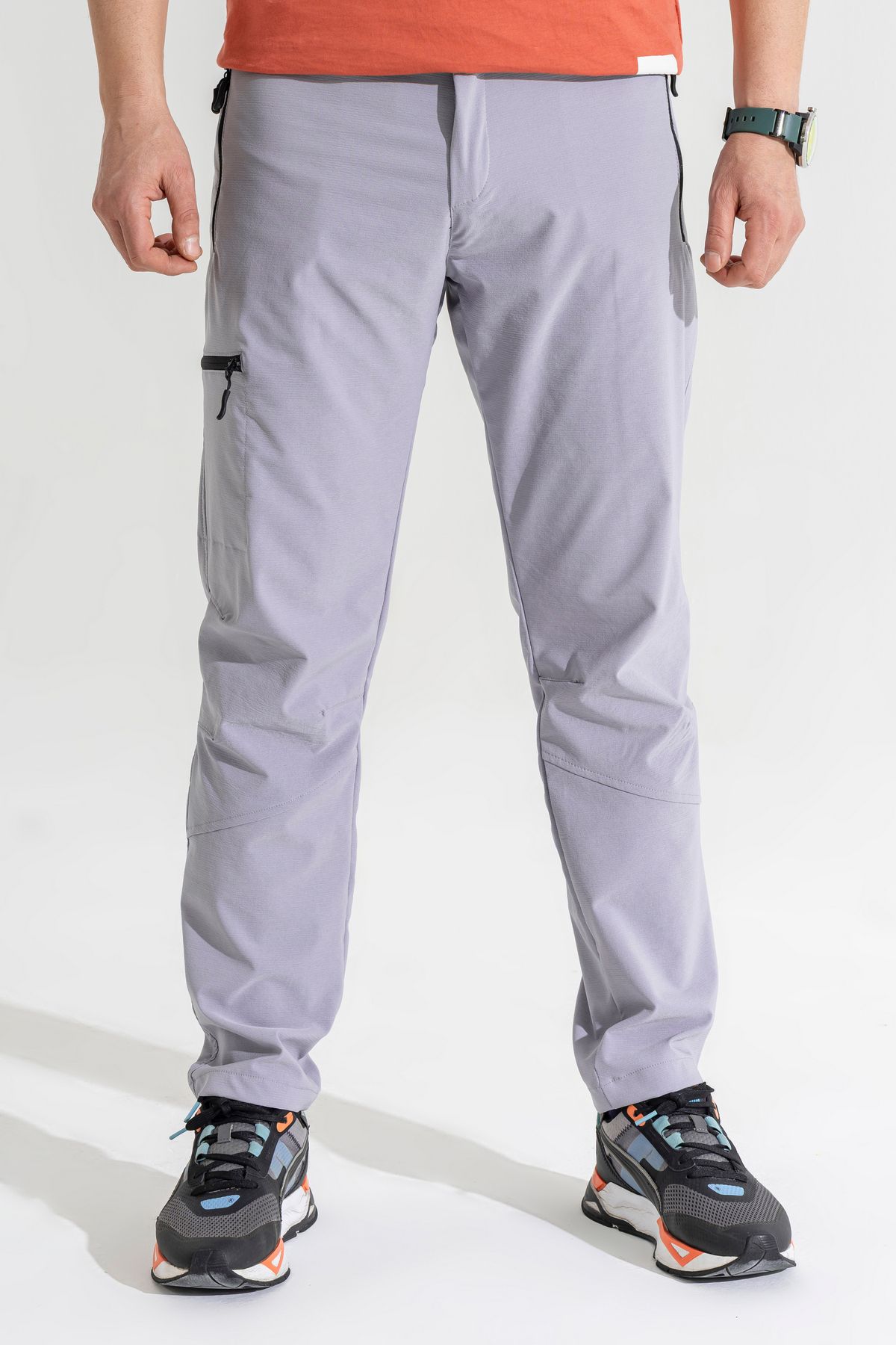 Erkek Açık Gri 4 Cepli Nefes Alan Likralı Yazlık Outdoor Pantolon