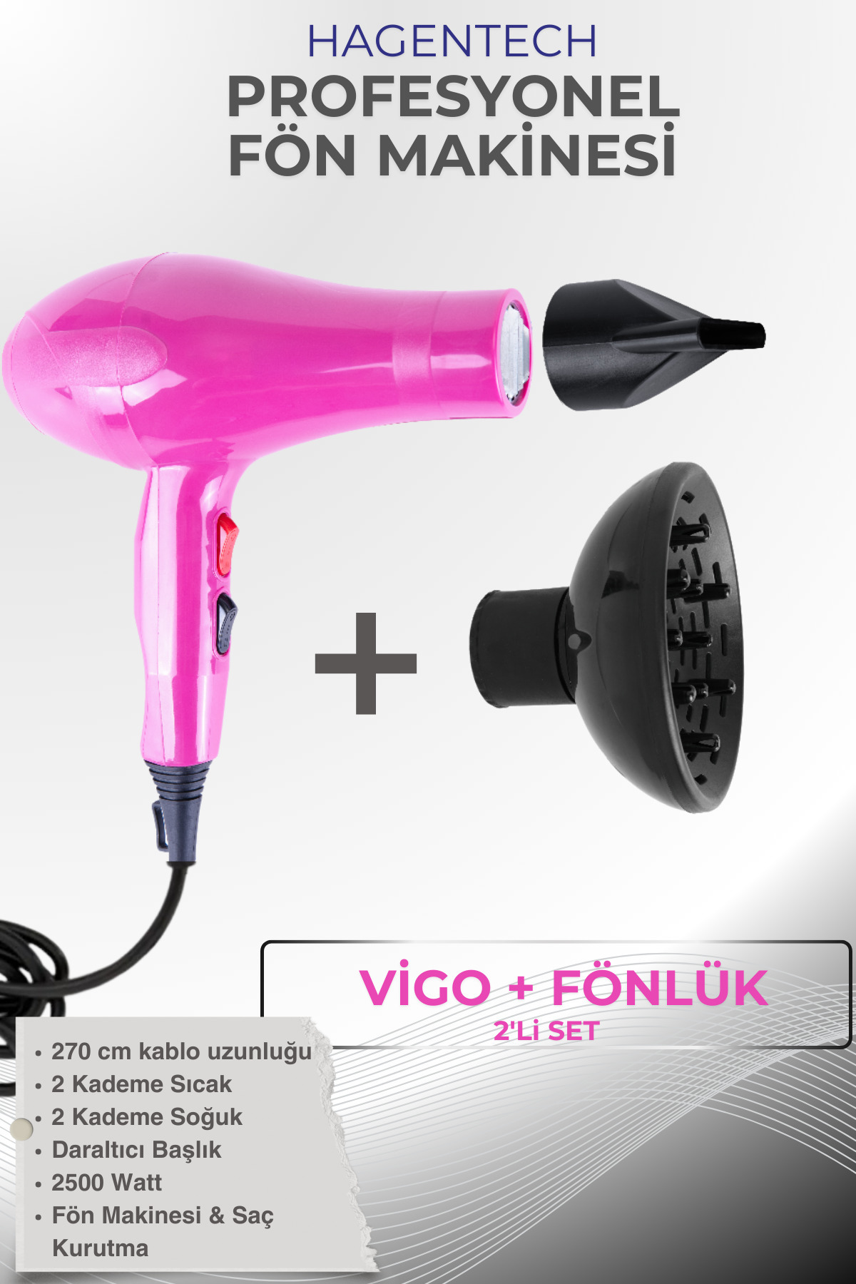 hagentech Professional Hair Dryer Blow Dryer Vigo 2500Watt