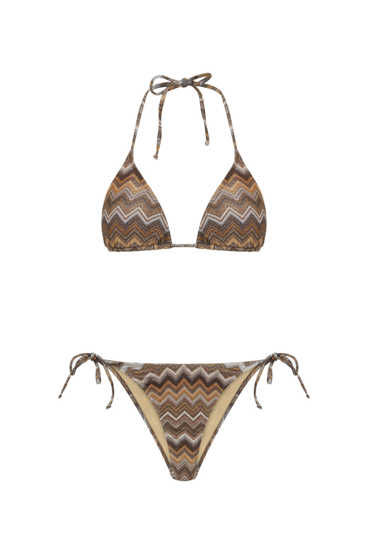 TIME MUSE Simli Koyu Zikzak Desen MUSE Üçgen Bikini Takım