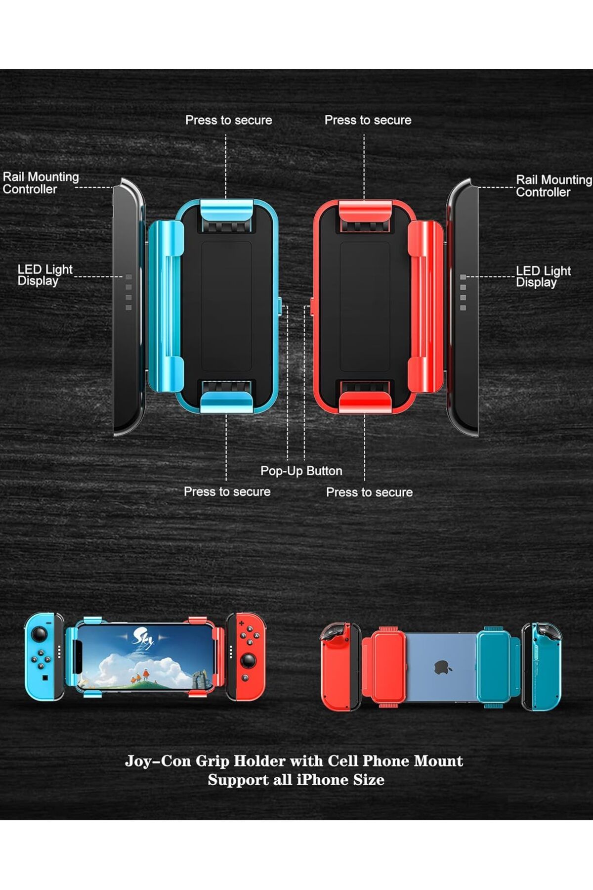 Memo-Joy-Con Grip Holder, Compatible with All iOS 16.0+ iPhones, Easy to Install & Stable Not for Android 6