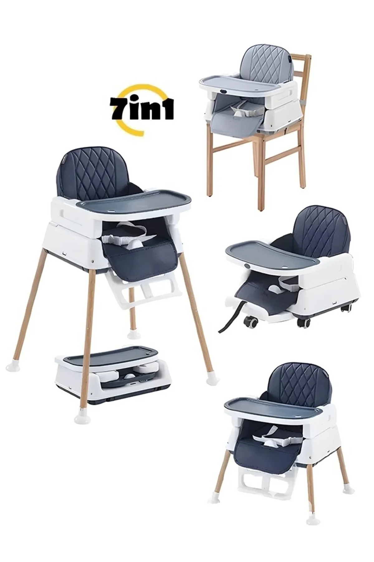 كرسي طعام مرتفع قابل للتعديل 7 في 1 للأطفال والرضع