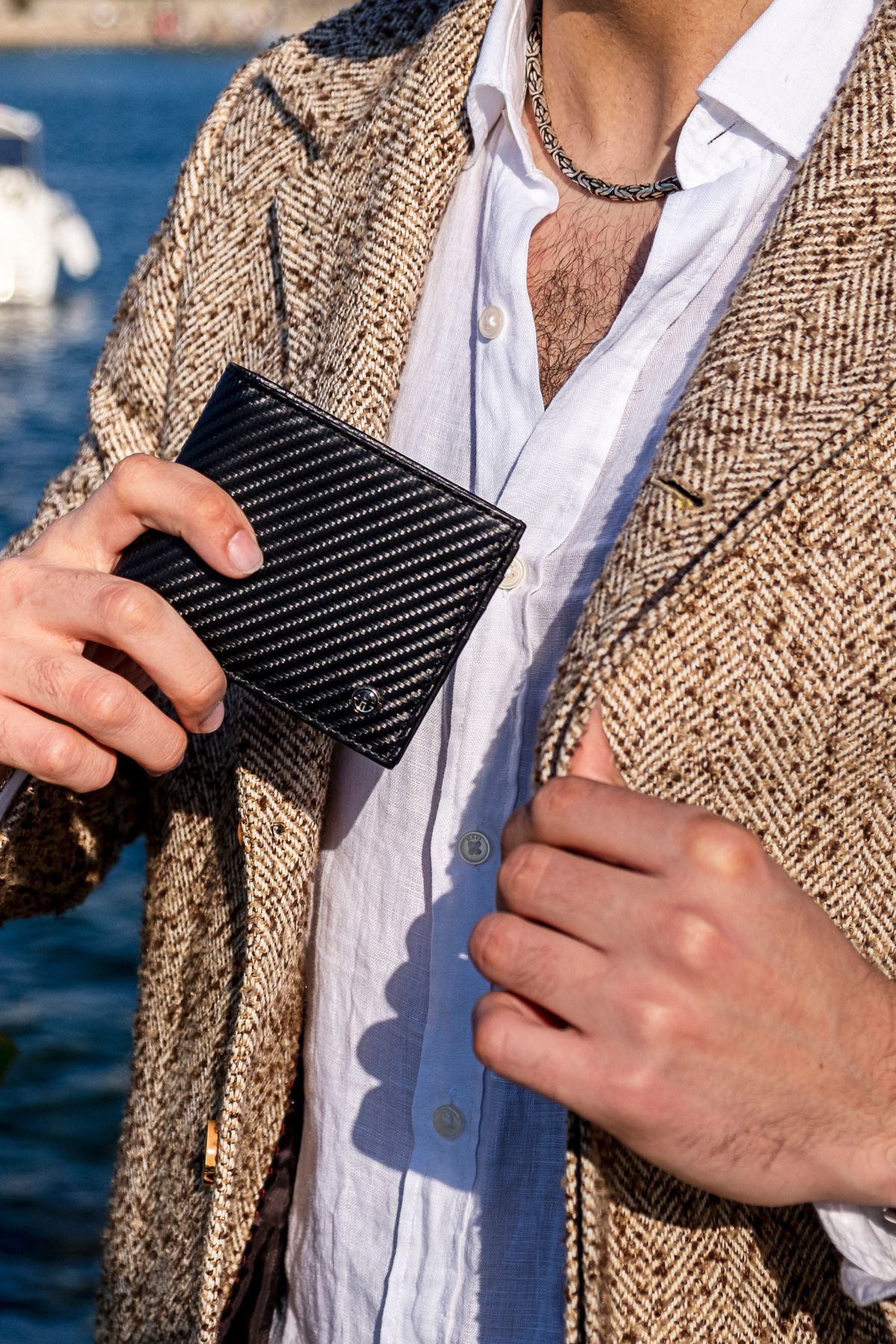 کیف پول مردانه TREVISO کلاسیک CARBON CORE COAK CEP چرمی TRUE مردانه'S WALLET RFID محافظت شده کربن Trusador
