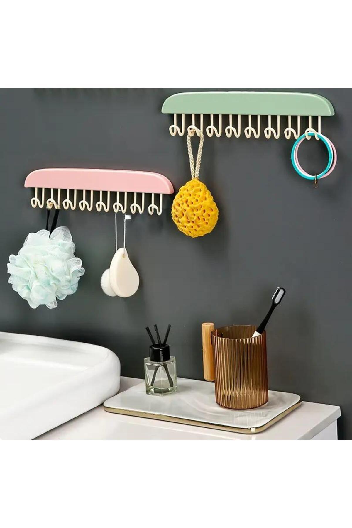 jetfast-1Pc with 8 Hooks Multi-Purpose Adhesive Hanger Underwear Hanger Bathroom Hanger Jewelry Organizer 7