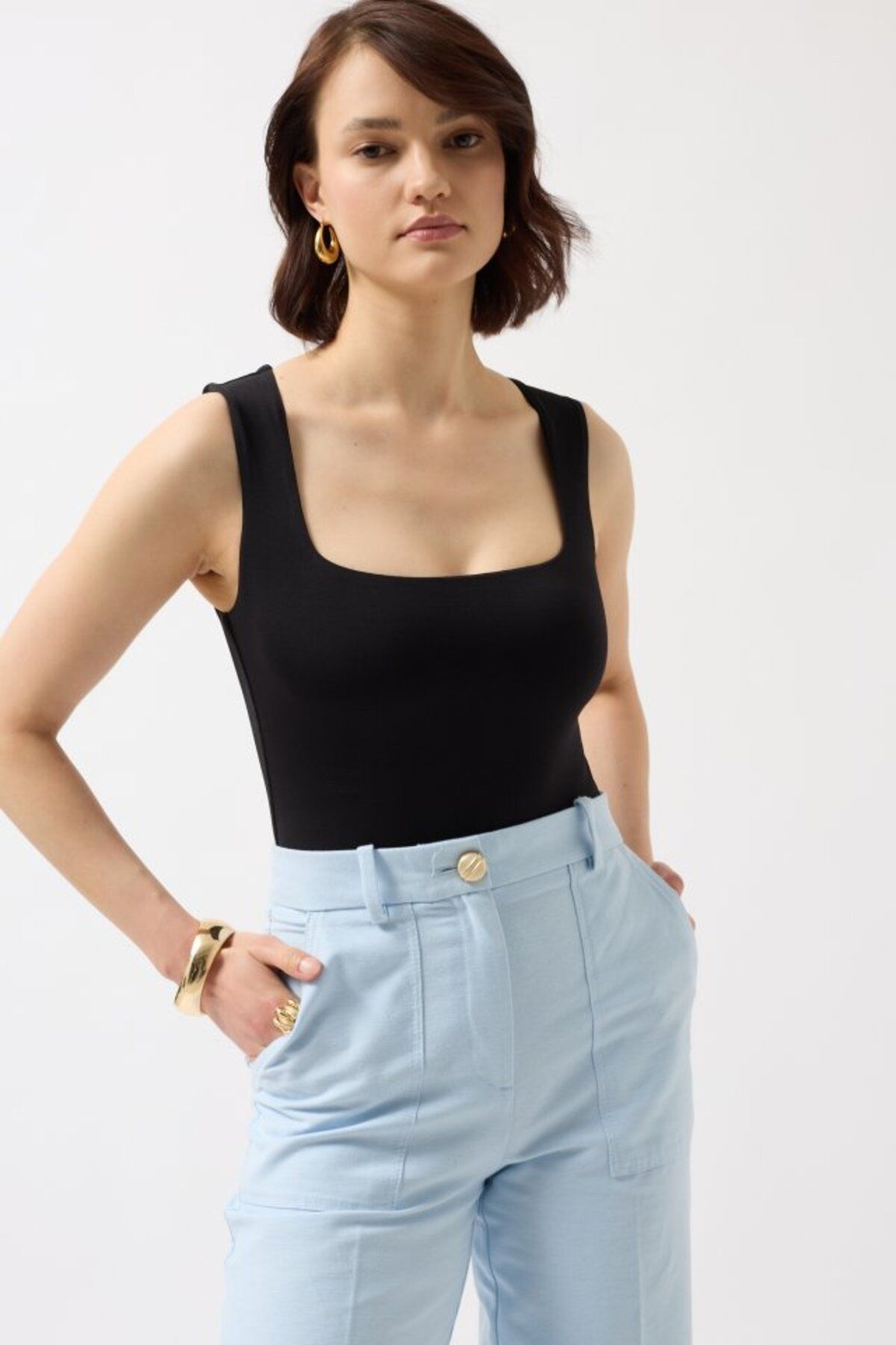 Albayrak Kare Yaka Kalın Askılı Bodysuit