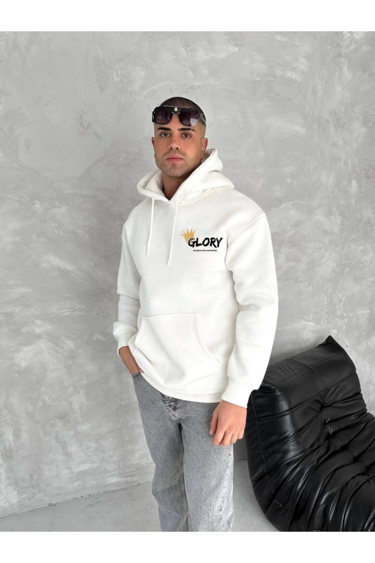 Grip Hug &Hug Kışlık Üç İplik Kapşonlu SweatShirt - Beyaz