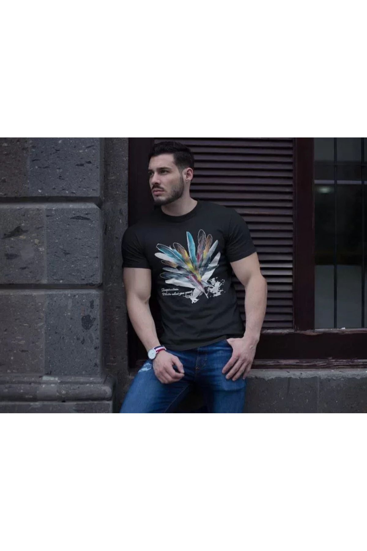 Asap Unisex Bisiklet Yaka Baskılı Oversize T-Shirt - Siyah