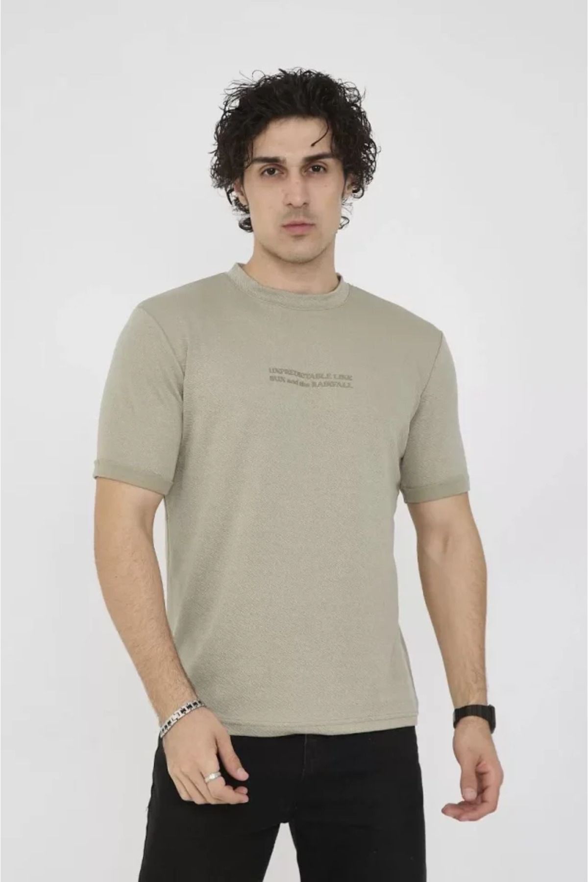 Asap Unisex Bisiklet Yaka Slim Fit T-Shirt- Açık Yeşil