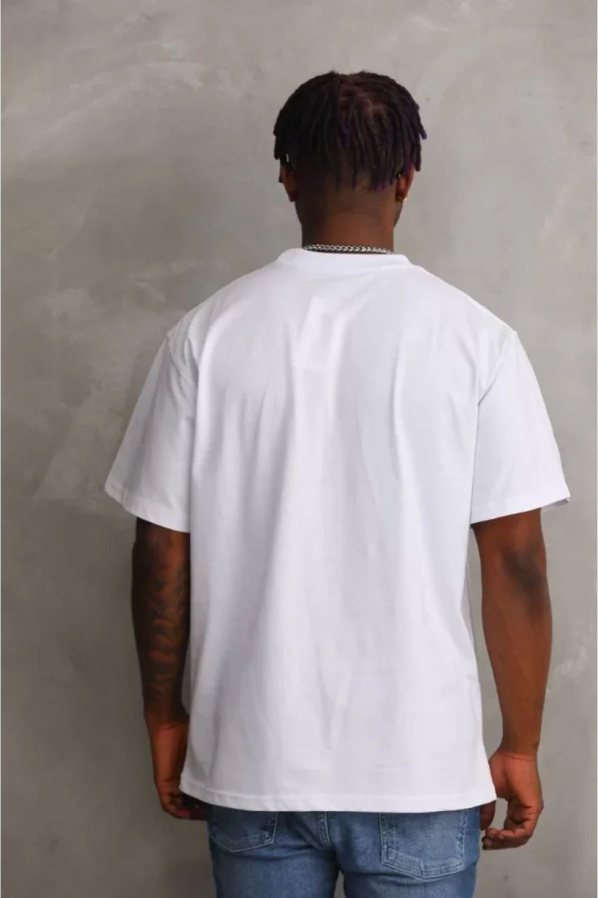 Albayrak Unisex Baskılı Oversize T-Shirt - Beyaz