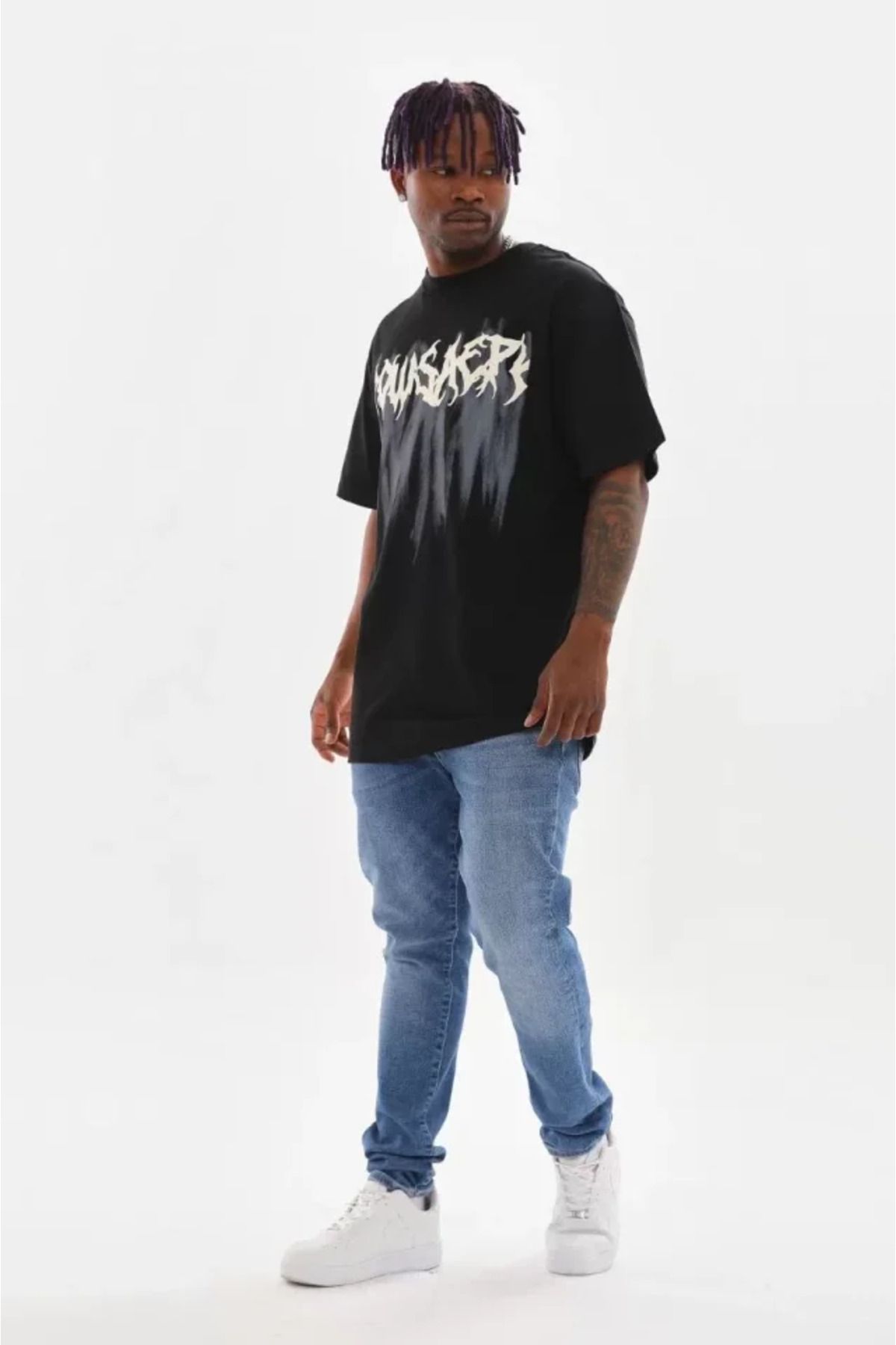 theElitist Unisex Baskılı Oversize T-Shirt - Siyah