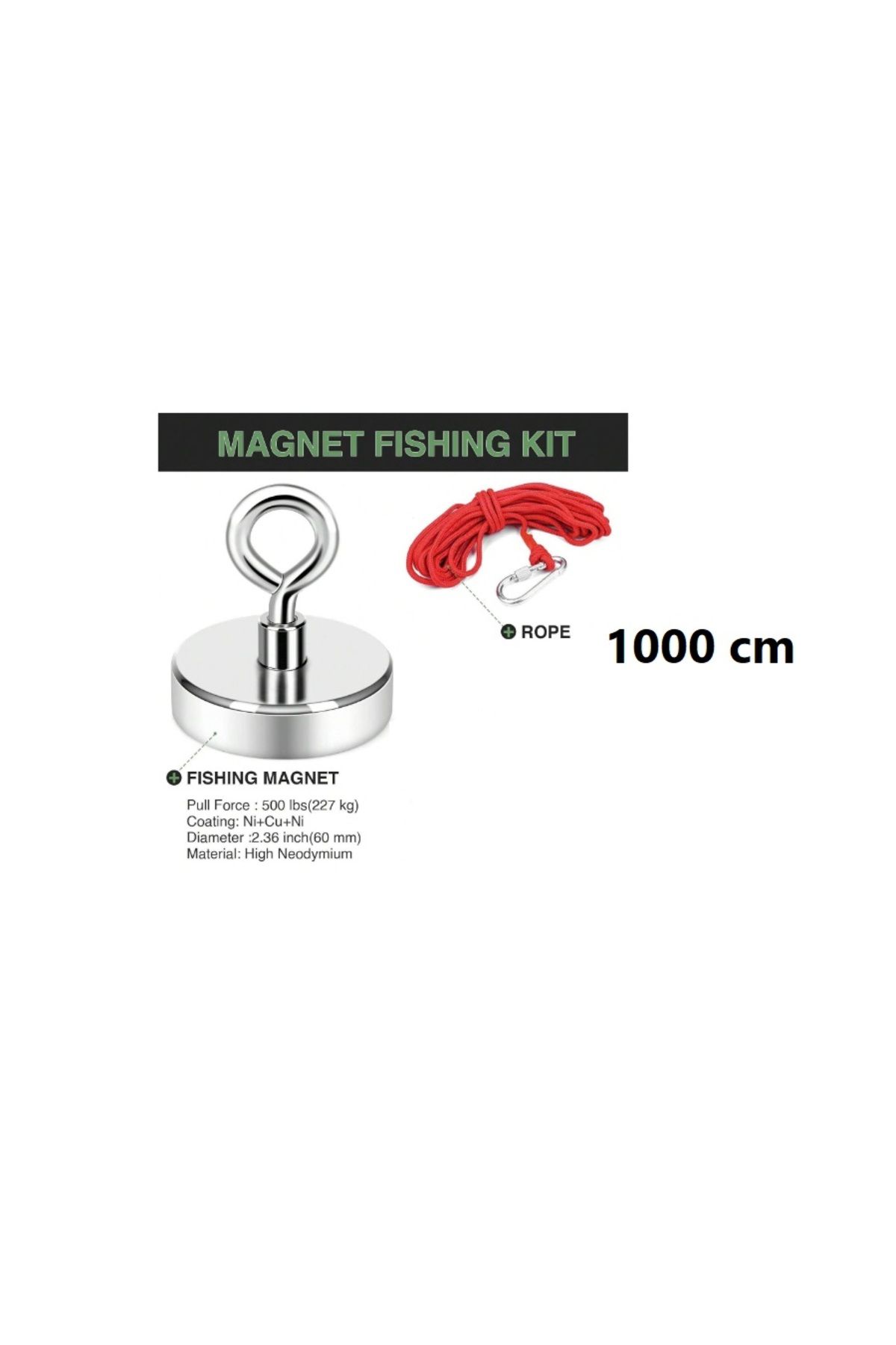 silk-Powerful Neodymium Magnet Set 500lb(227 kg) magnet 6cm diameter with braided rope with hanging hook 4