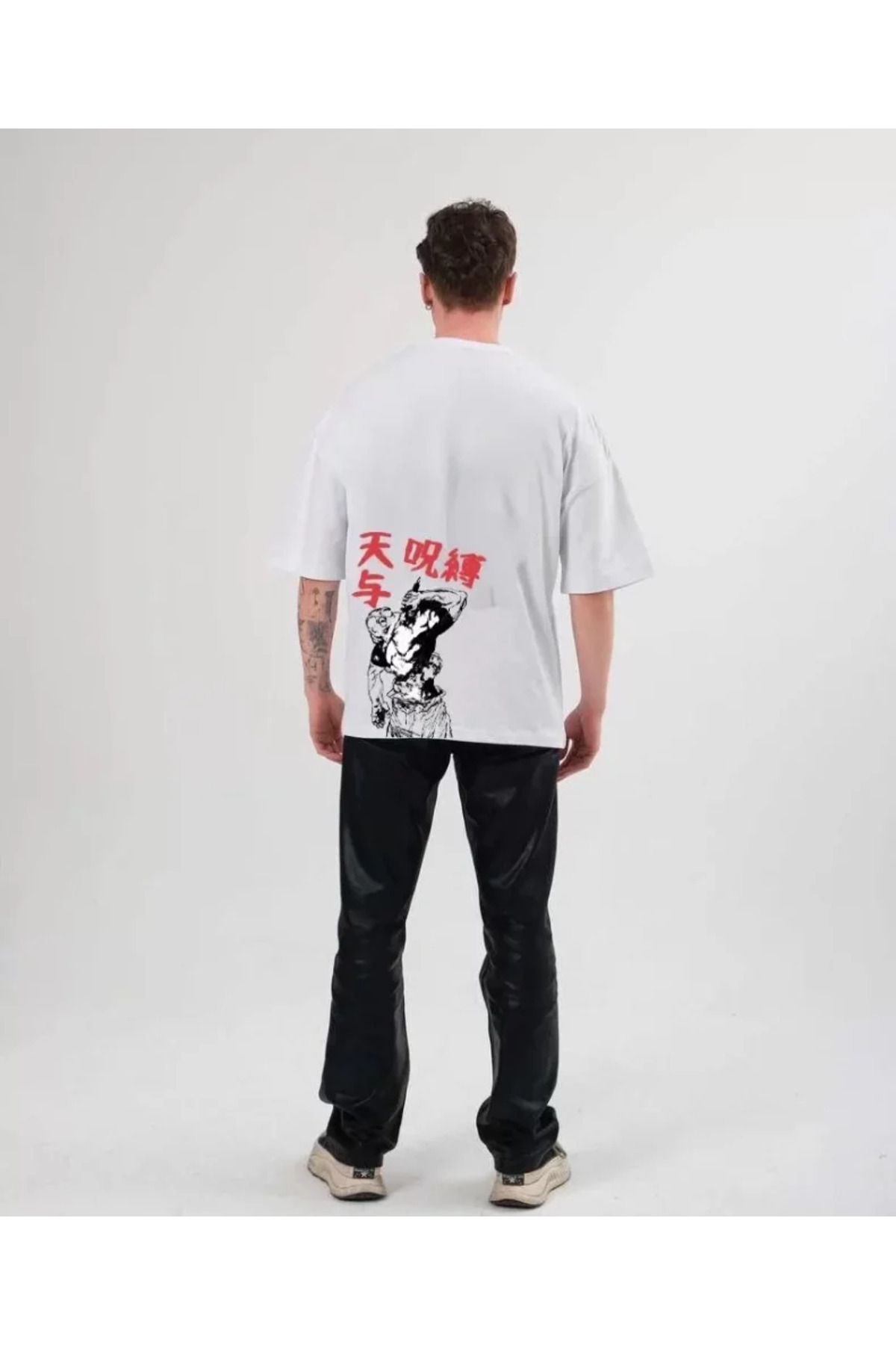 Albayrak Unisex Bisiklet Yaka Baskılı Oversize T-Shirt - Beyaz