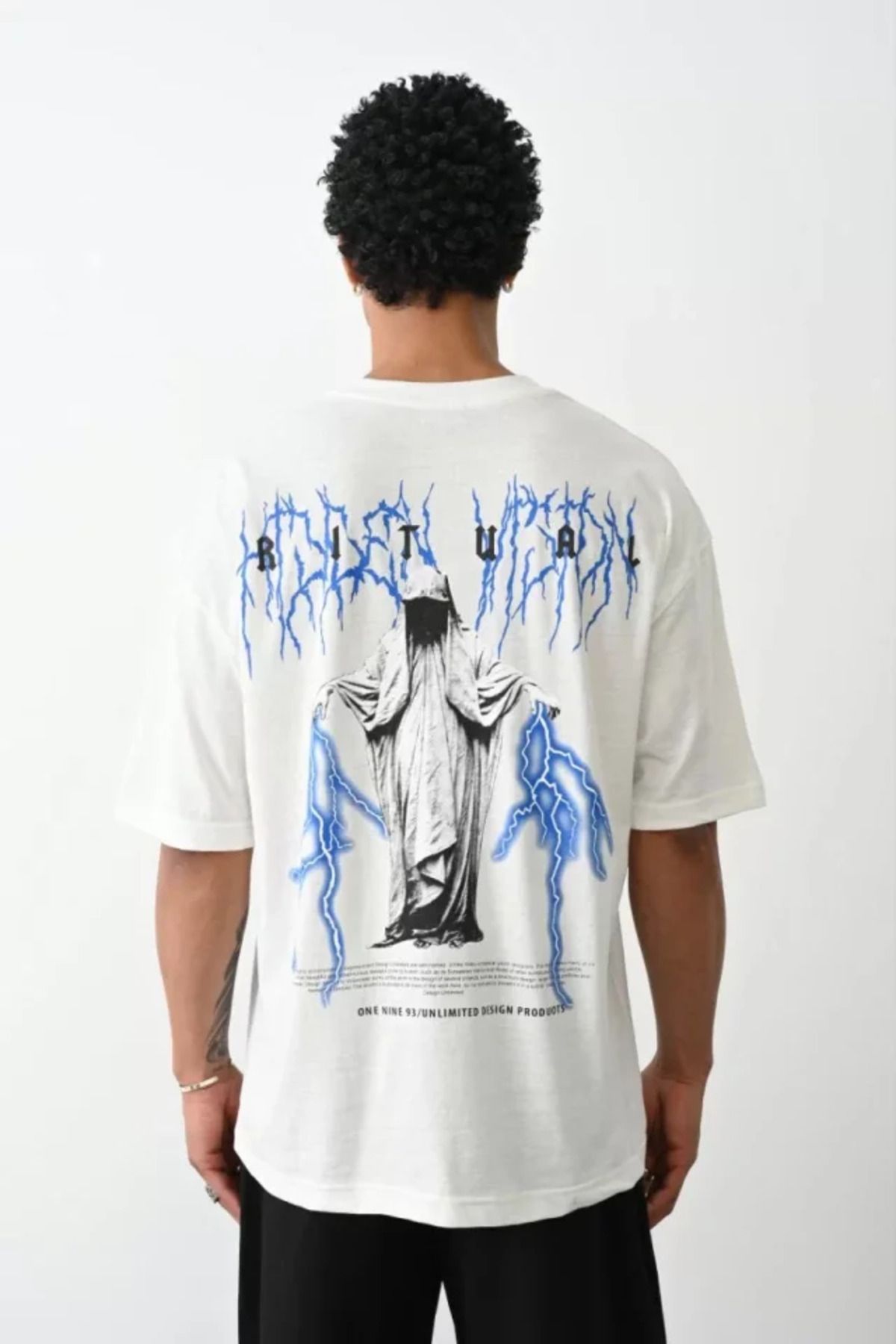 HobiDünyasıElif Unisex Baskılı Oversize T-Shirt - Beyaz