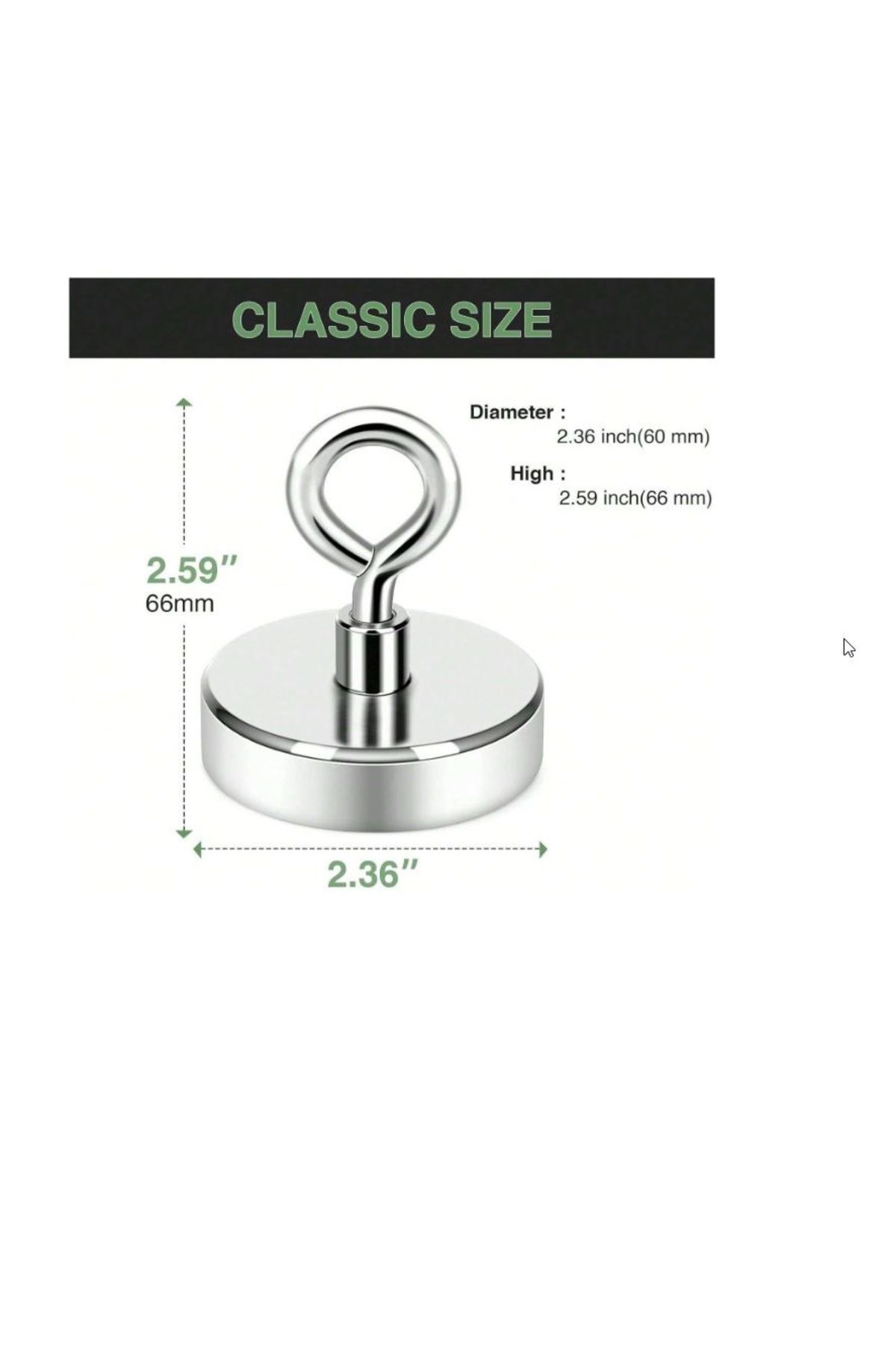 silk-Powerful Neodymium Magnet Set 500lb(227 kg) magnet 6cm diameter with braided rope with hanging hook 2