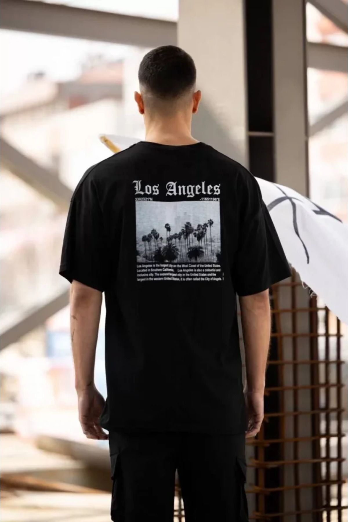 McA all inclusive Unisex Bisiklet Yaka Baskılı Oversize T-Shirt - Siyah