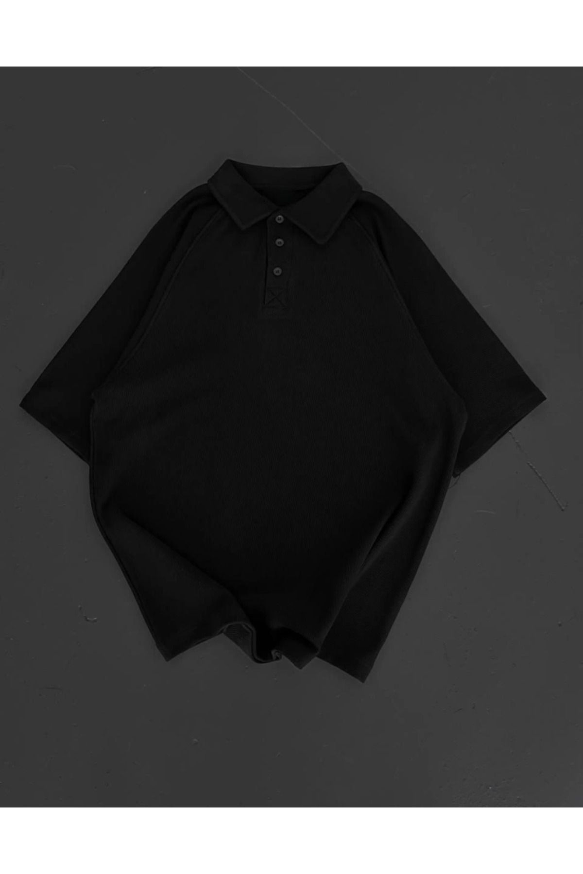 Femella Women Fashion Yakalı Patlı Kısa Kol T-shirt - Siyah