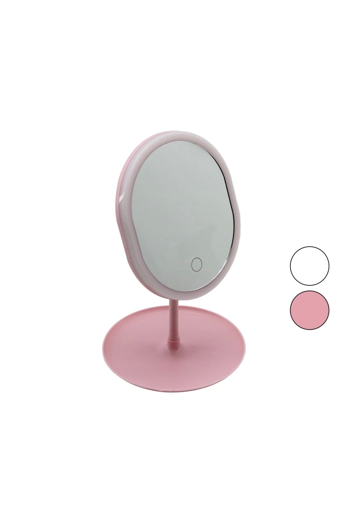 shopwave YUVARLAK- DÜZ KENAR 7 İNÇ LEDLİ - USB ŞARJLI MAKYAJ AYNASI 90°TAKILIKLI AYAKR.PLS 17.5CM (5047)
