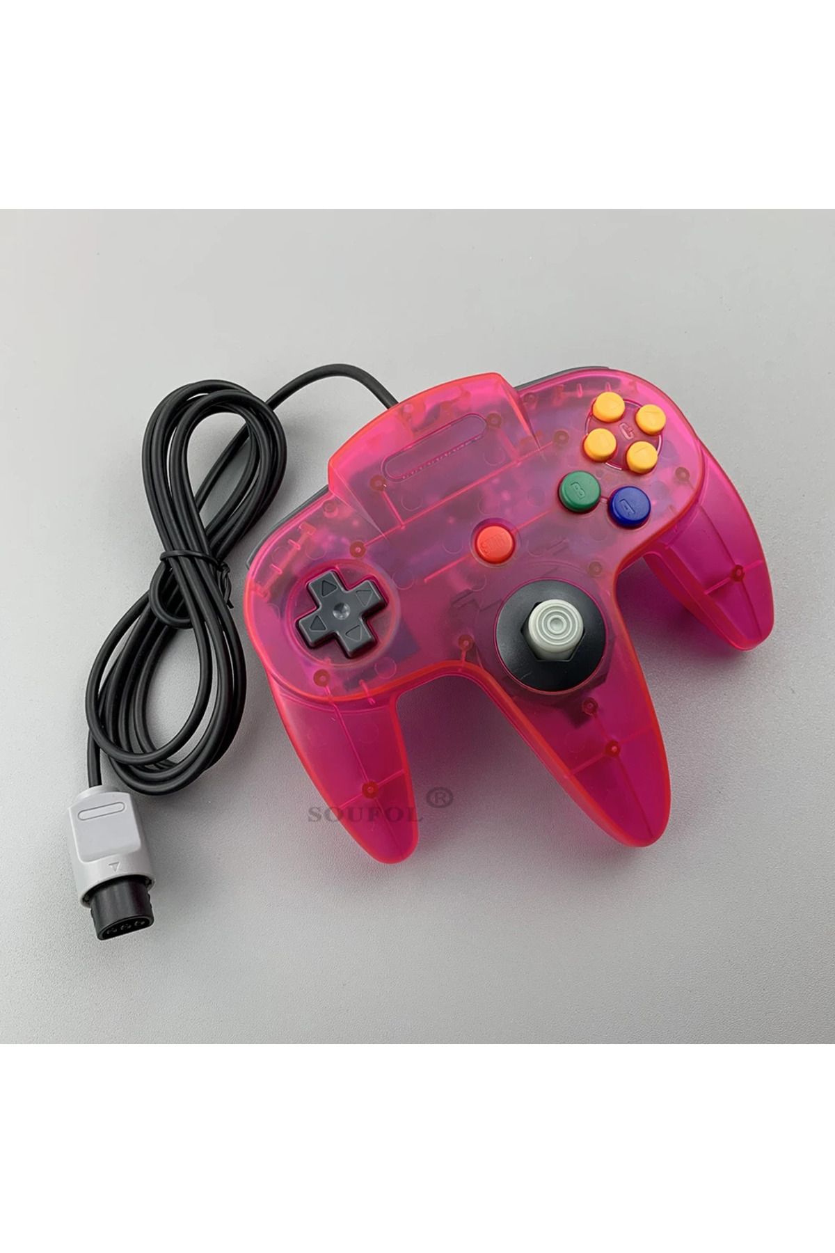 Choice-Transparent Pink Wired Gamepad For NS 64 Host N64 Controller Gamepad Joystick For Classic Nintend 64 1