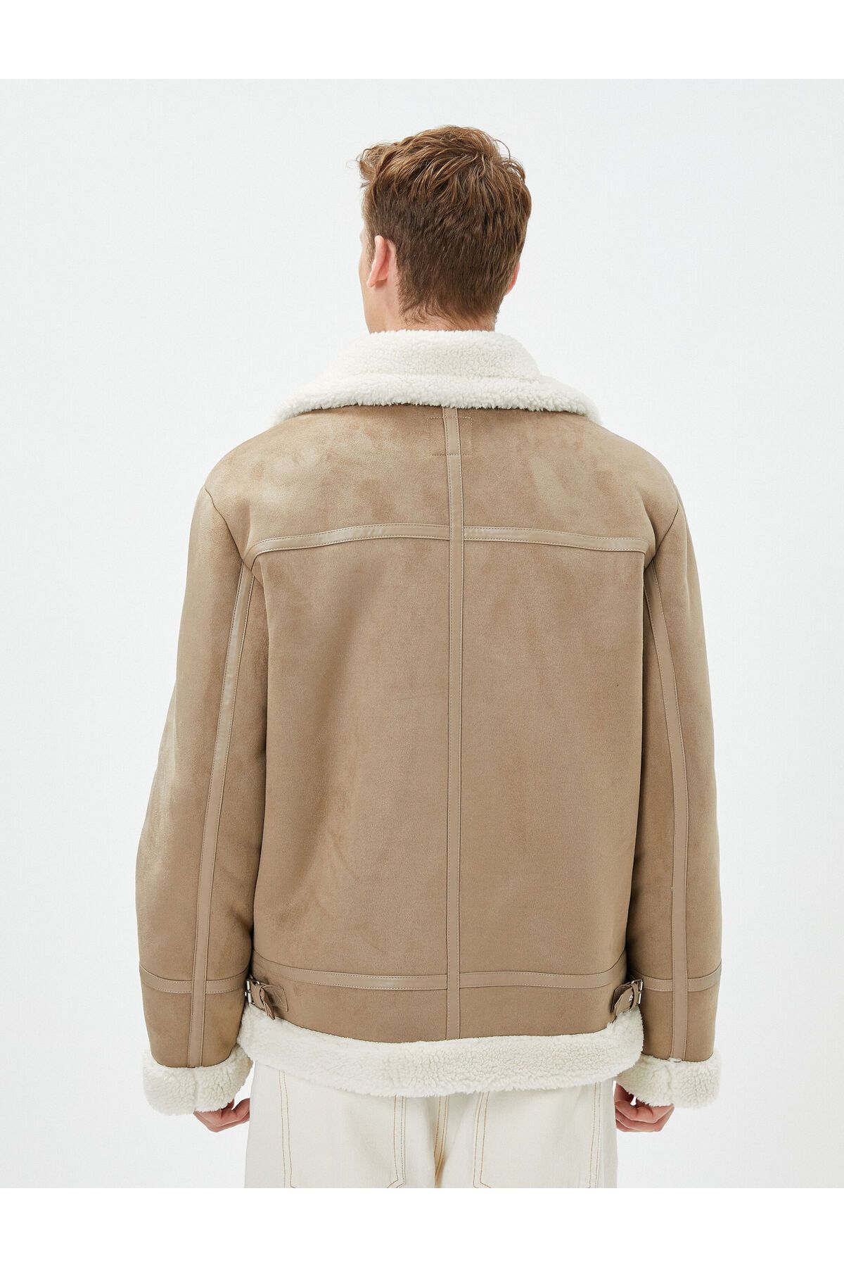 Koton-Suede Look Jacket Inside with Plush Pocket Detail and Zipper 4