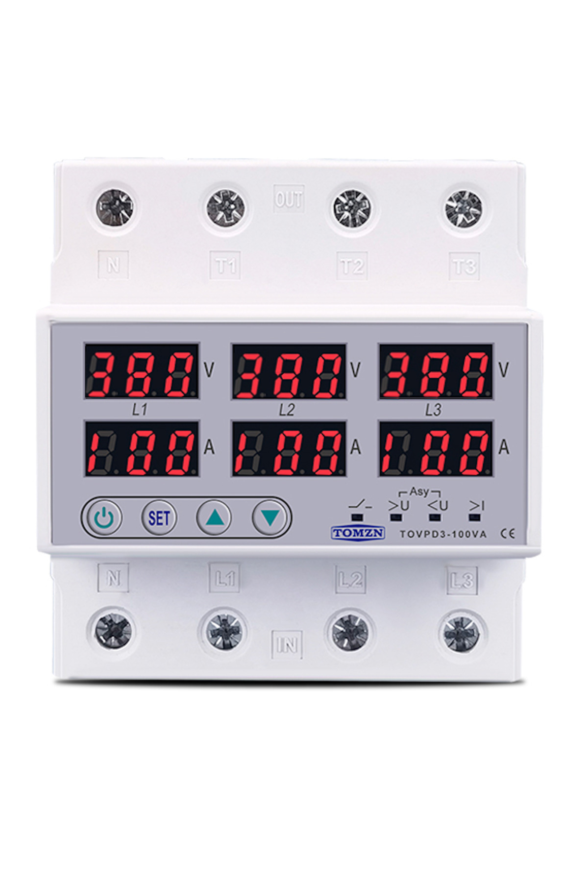 TOMZN Trifaz 380V 100A Gerilim ve Akım Koruma Rölesi Yüksek Alçak Voltaj Koruyucu Röle - Sanayi Tipi
