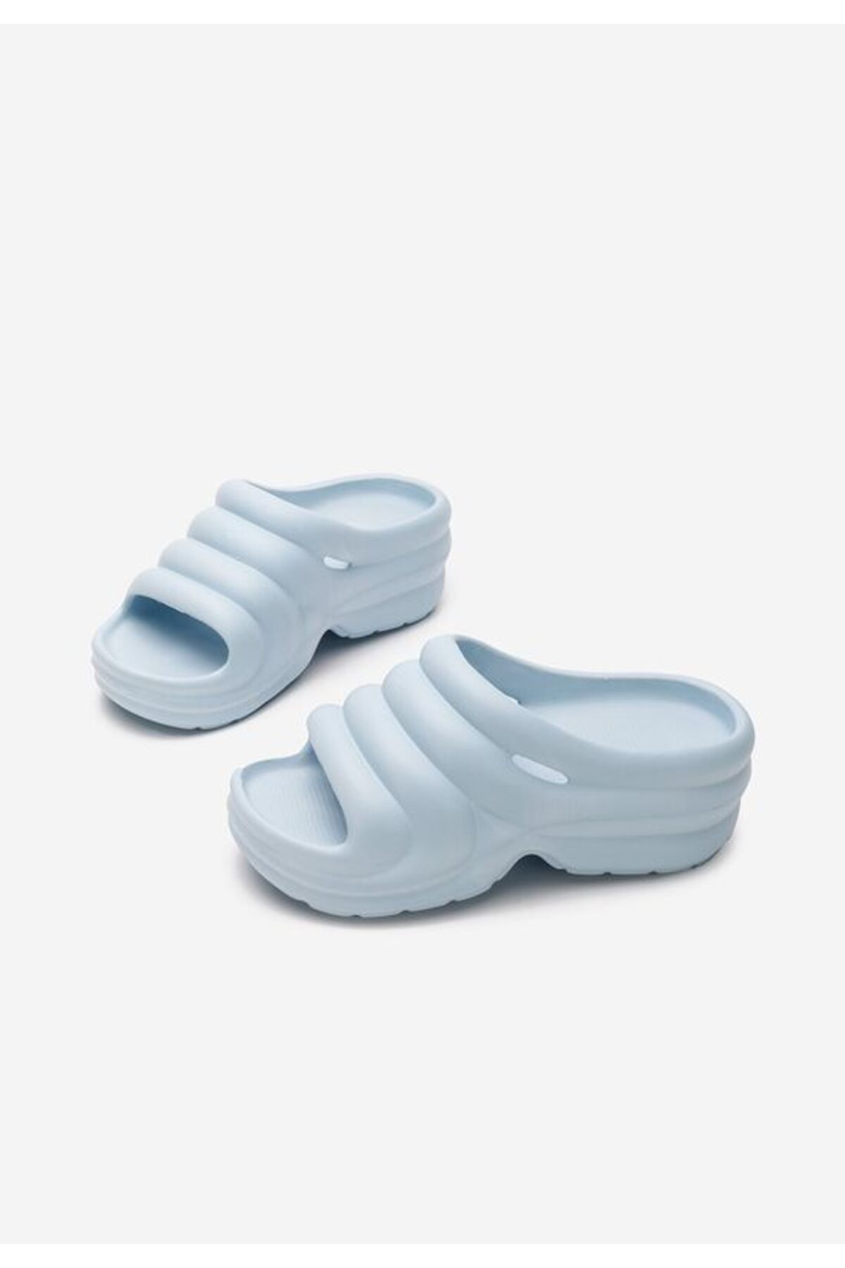 B T Shoes-Etana blue platform slippers 4